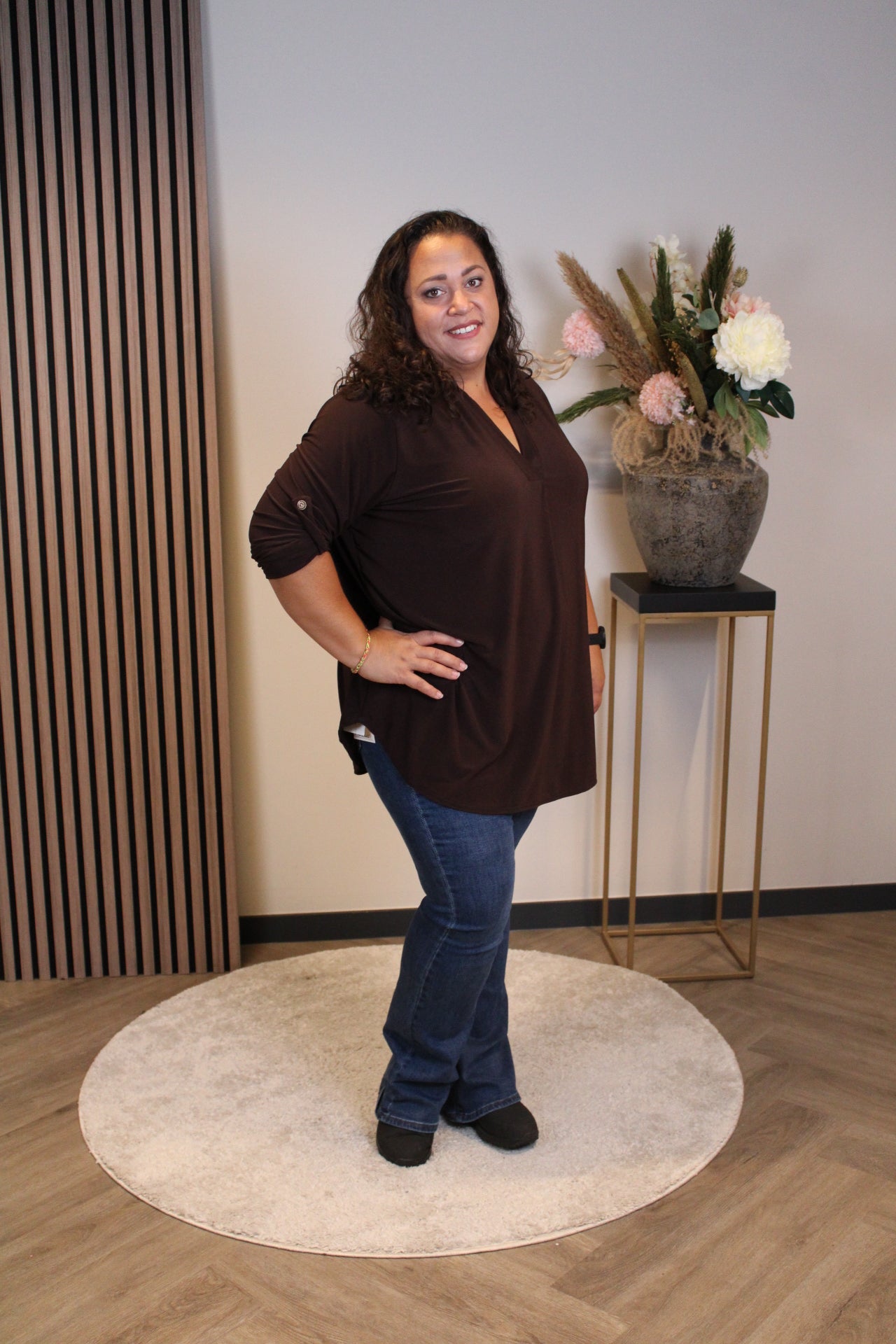 Mara | Bluse braun Langarm 48 bis 52