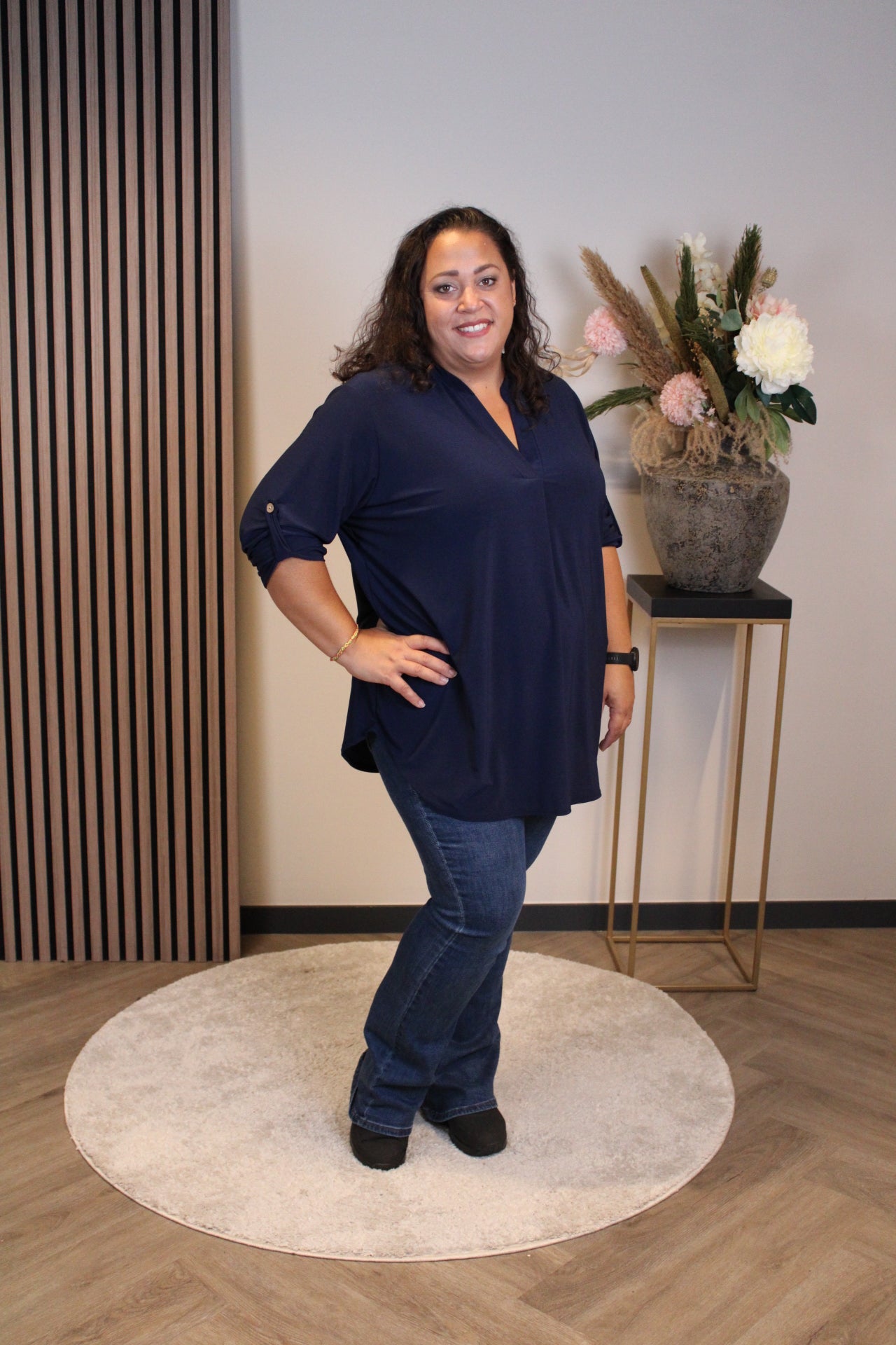 Mara | Bluse marine langarm 48 bis 52