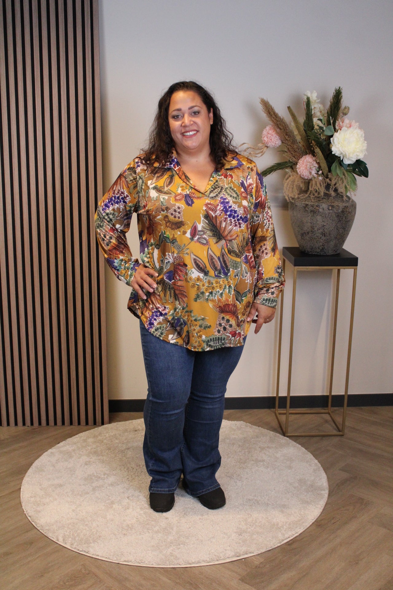 Helena | Bluse mit gelbem Kragen 48 bis 52