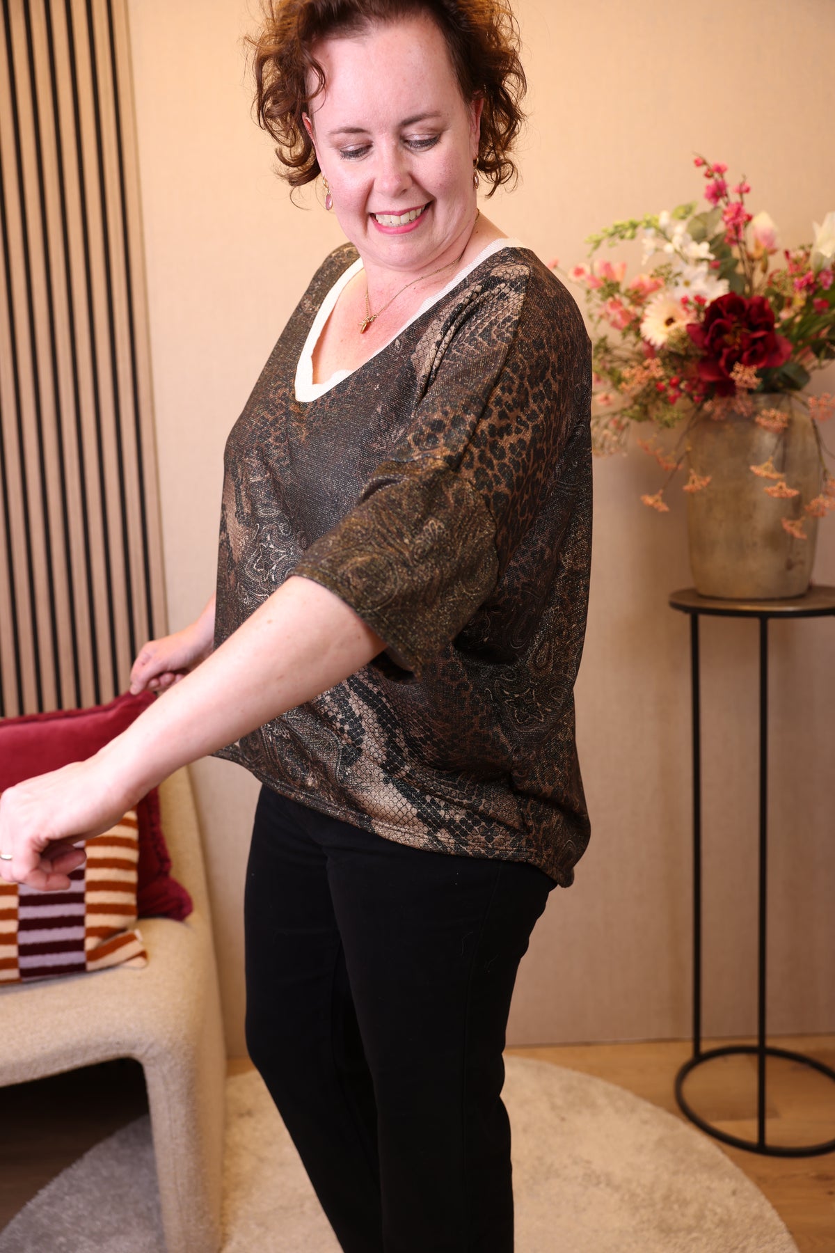 Dora | Bluse schwarz Langarm 52 bis 58