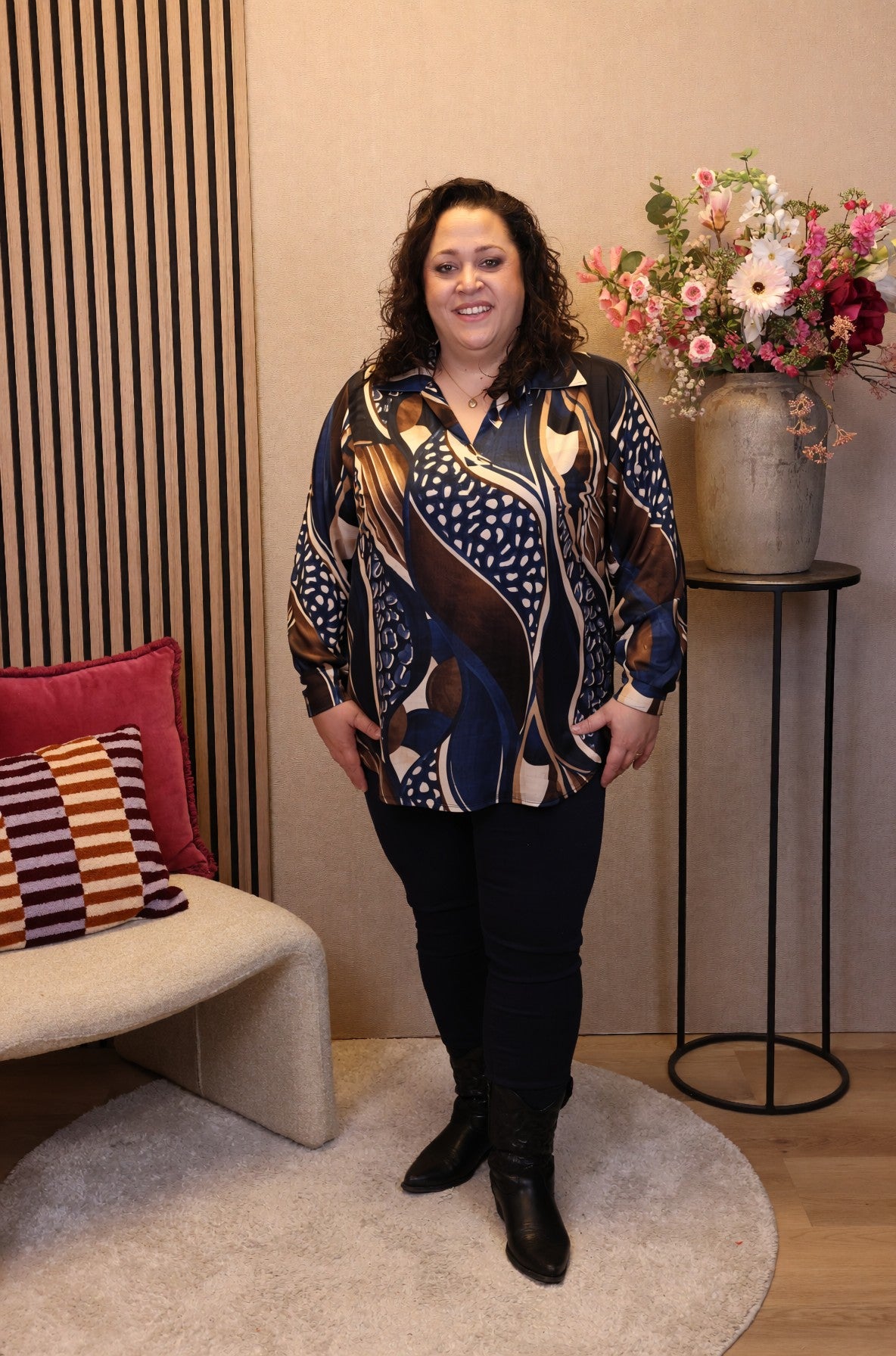 Dora | Bluse schwarz Langarm 52 bis 58