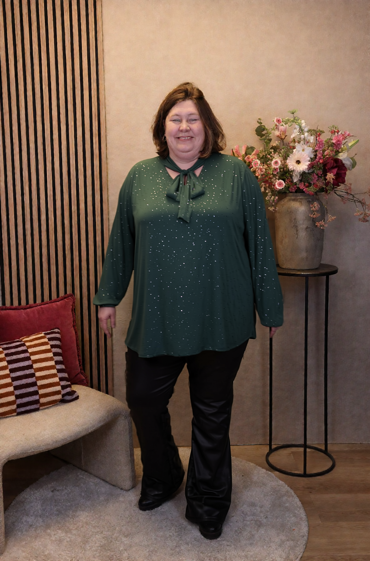 Dora | Bluse schwarz Langarm 52 bis 58