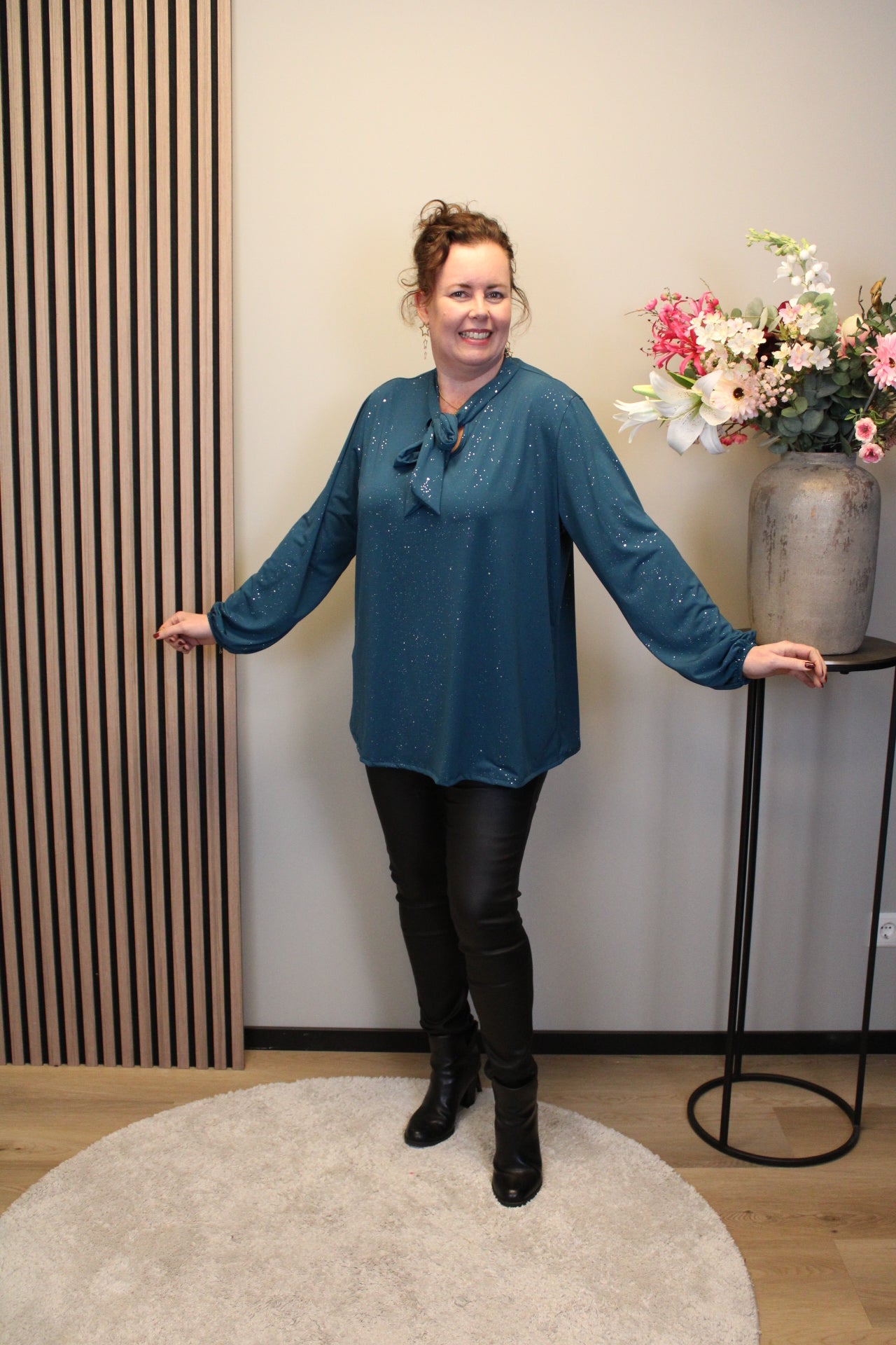 Dora | Bluse schwarz Langarm 52 bis 58