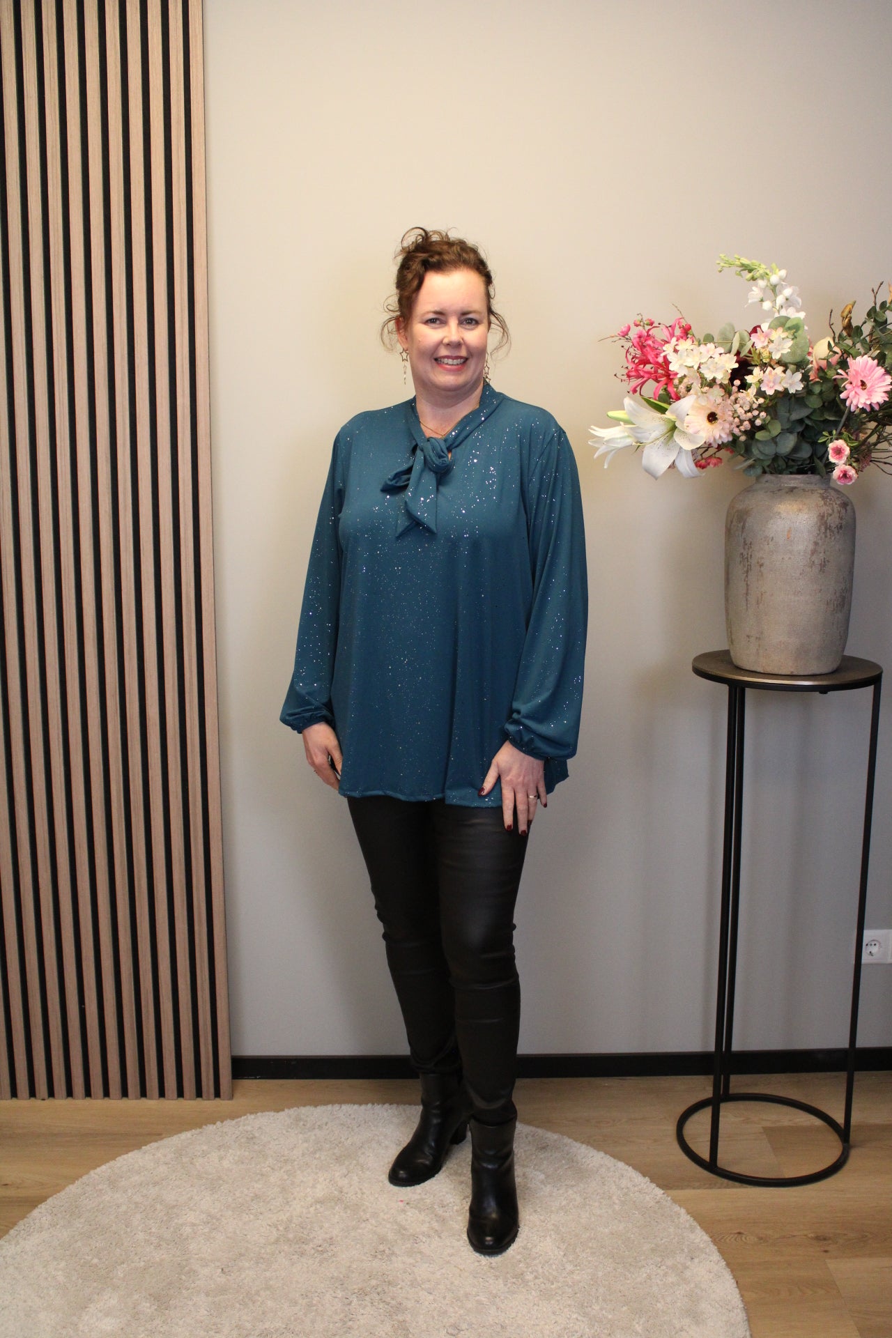 Dora | Bluse schwarz Langarm 52 bis 58