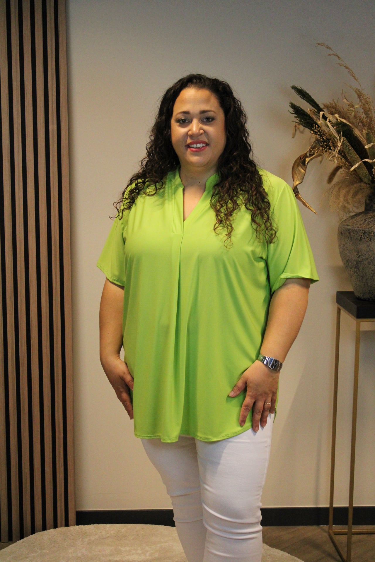 Juna | Bluse grün Kurzarm 48 bis 52