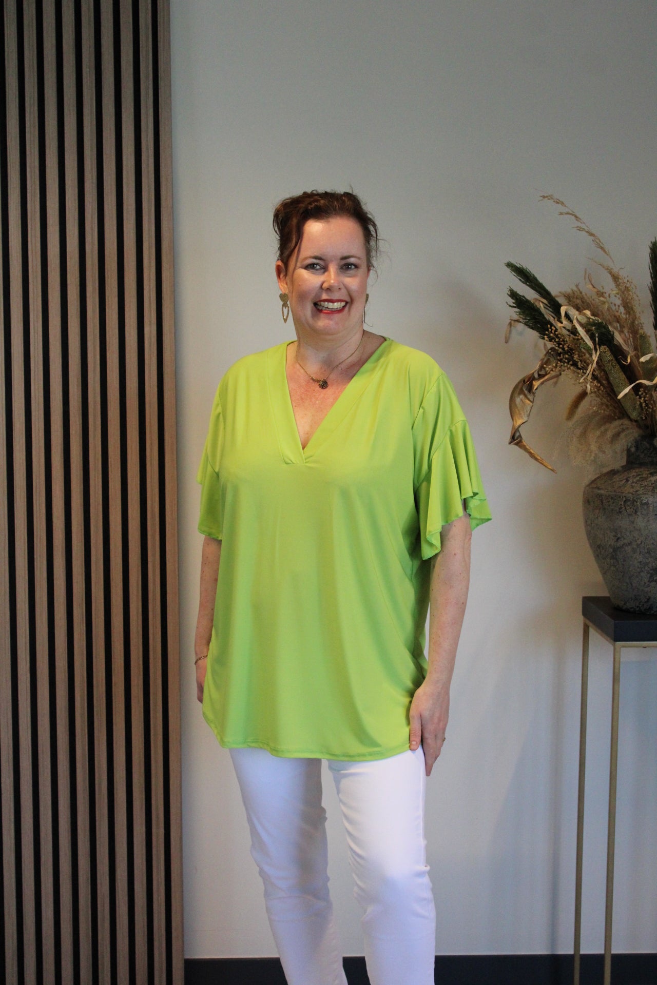 Mayra | Bluse Kurzarm Grün 40 bis 48