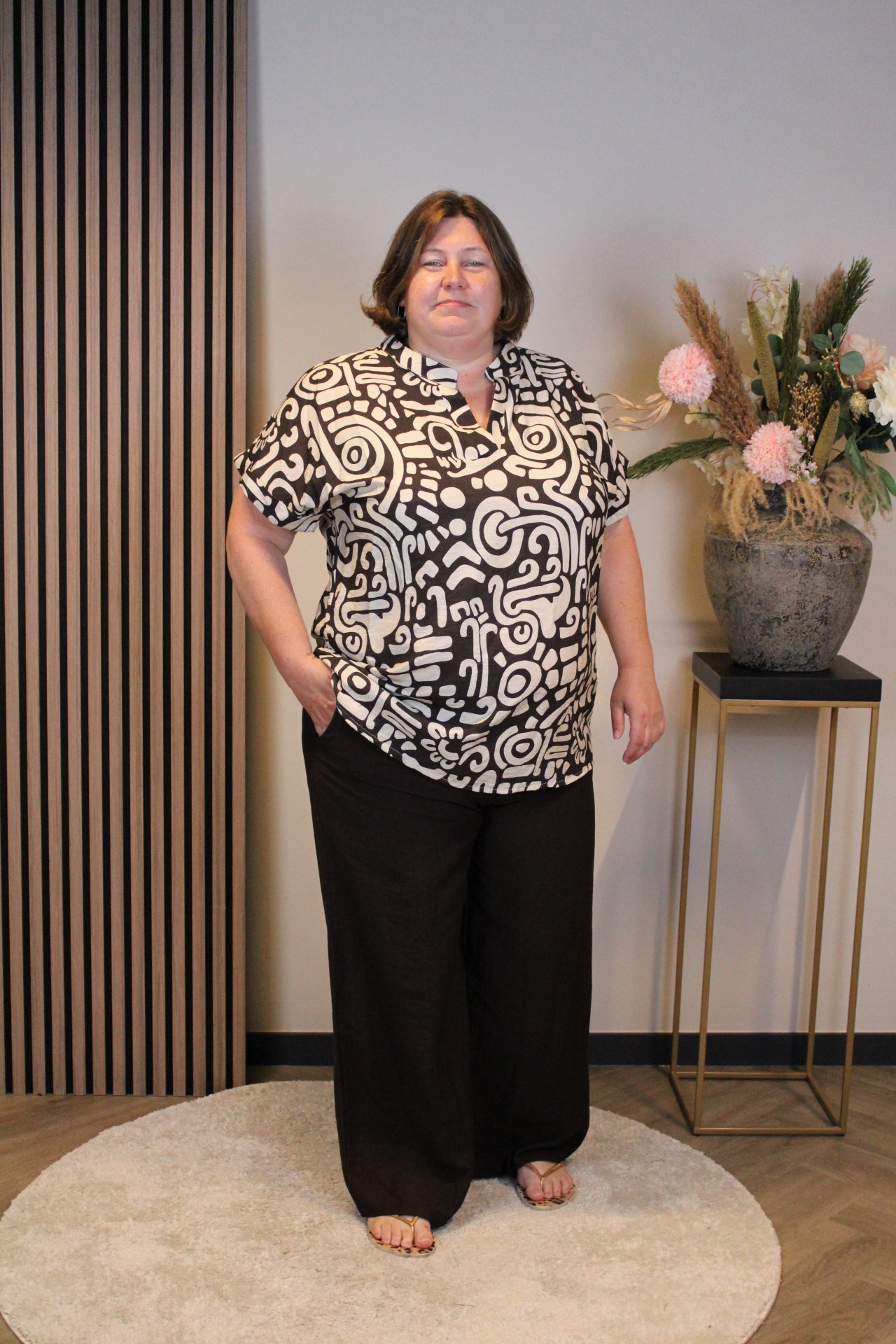 Dora | Bluse schwarz Langarm 52 bis 58