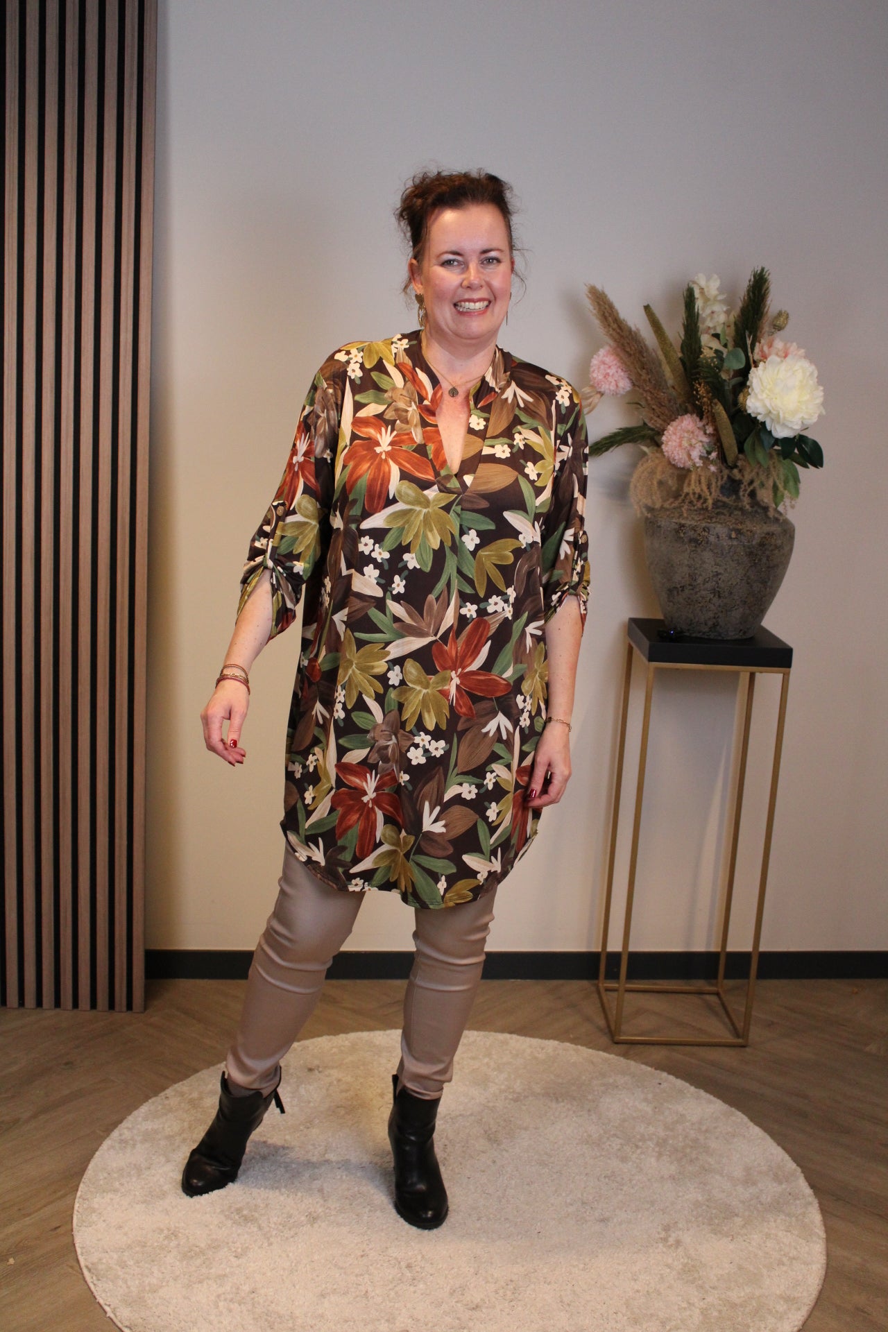 Lana | Blaue Bluse mit Kragen 38 bis 48