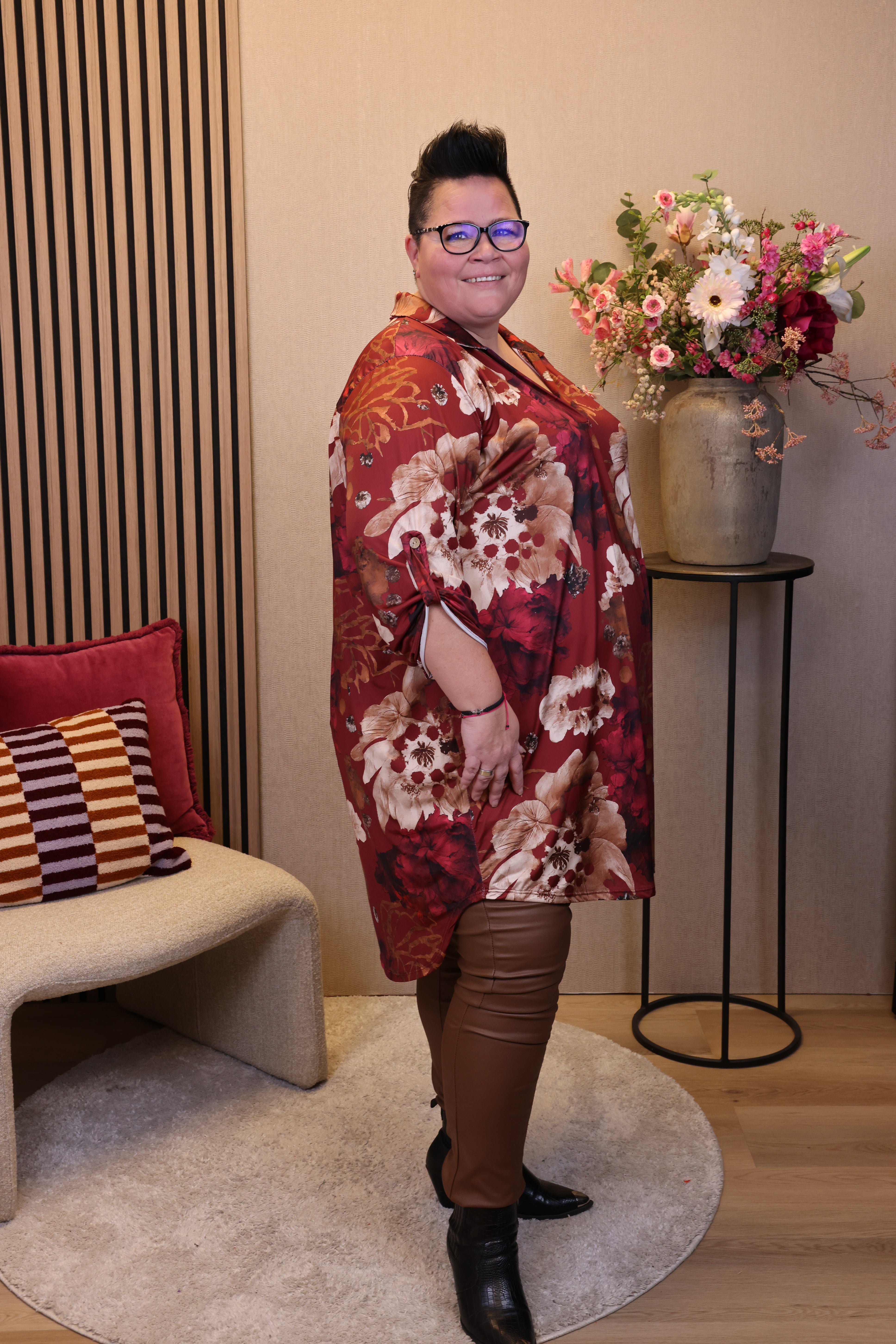 Dora | Bluse schwarz Langarm 52 bis 58