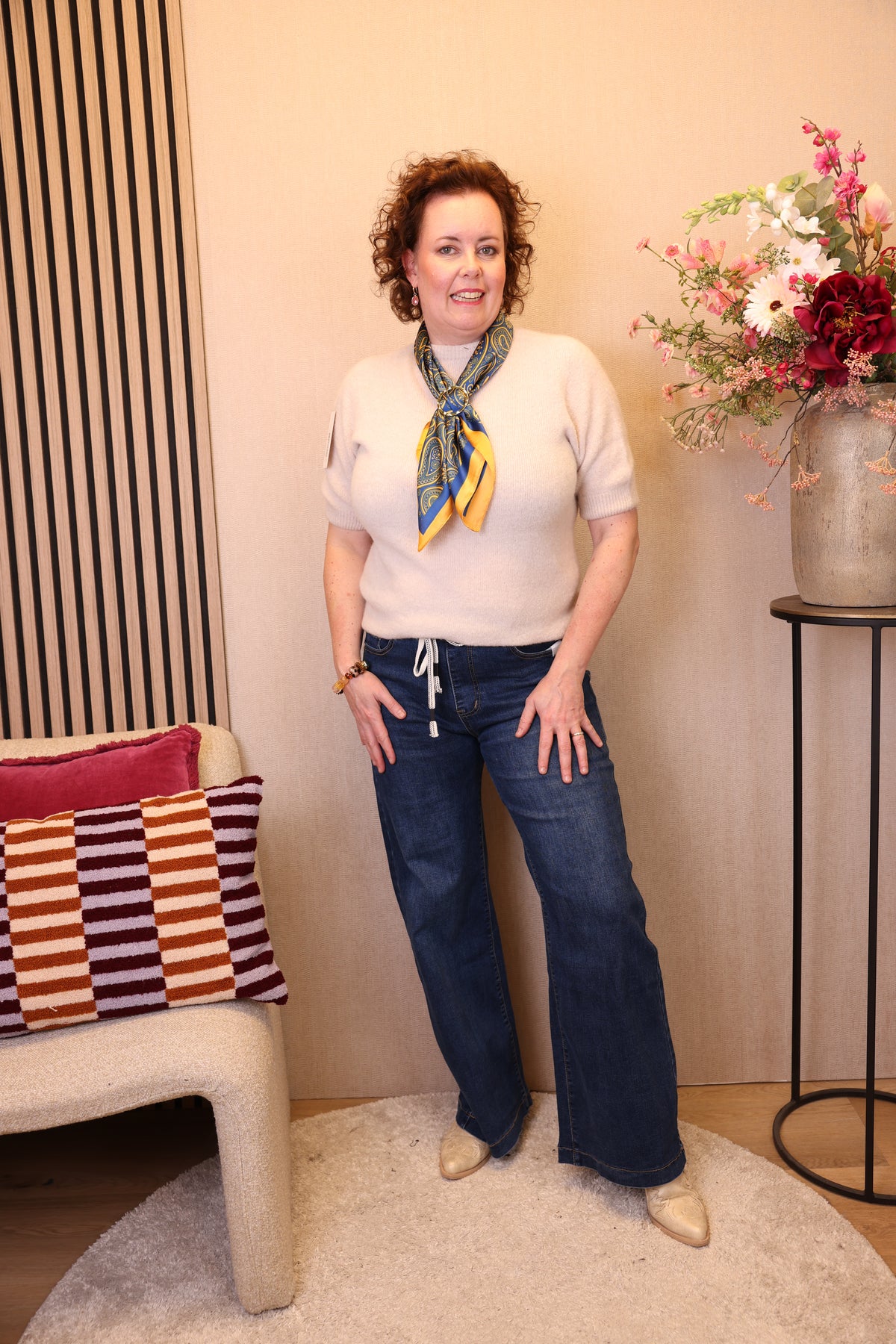 Benthe | Sjaal geel/blauw