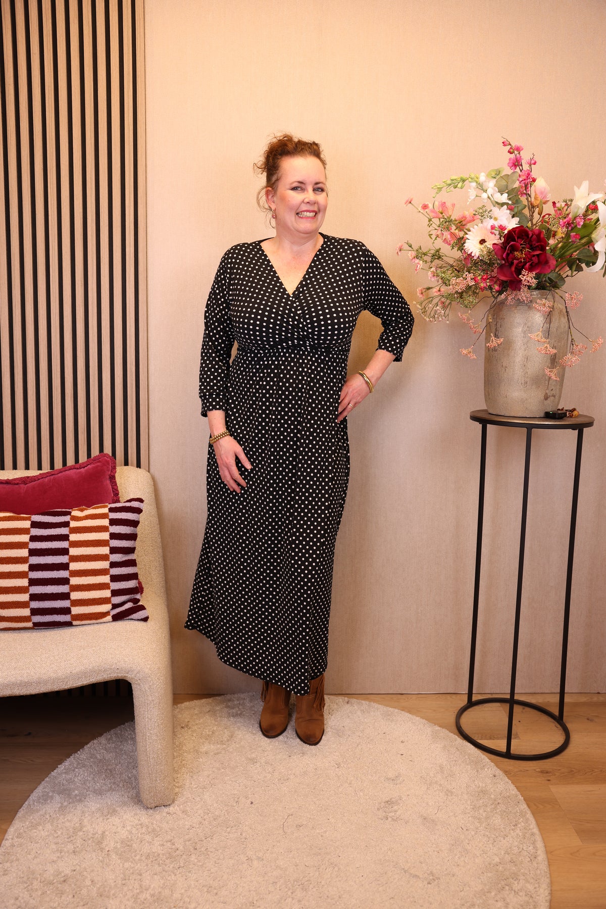 Tjitske | Jurk stippen viscose 40 - 56