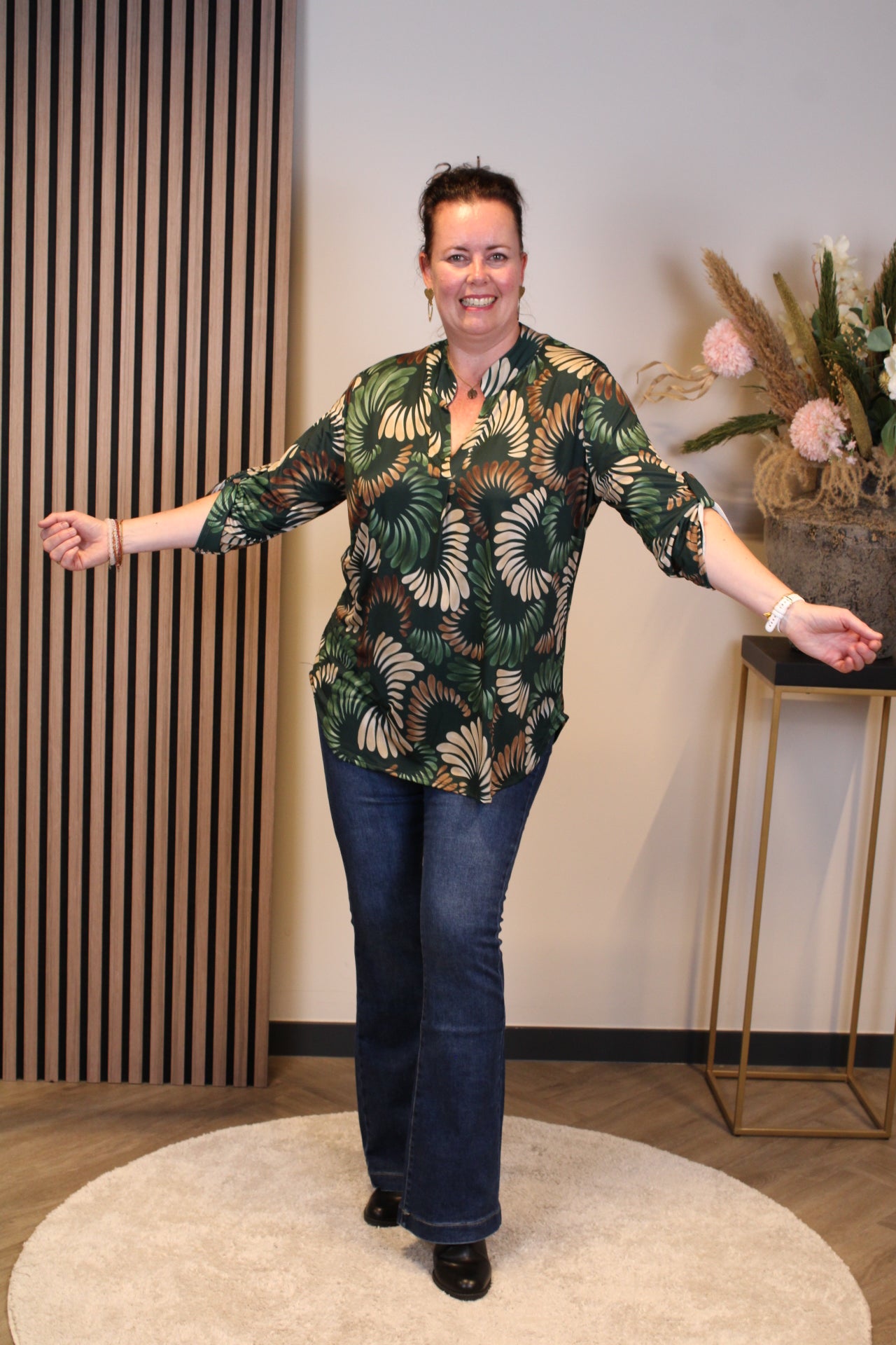 Margriet | Blouse groen lange mouw 52 t/m 58