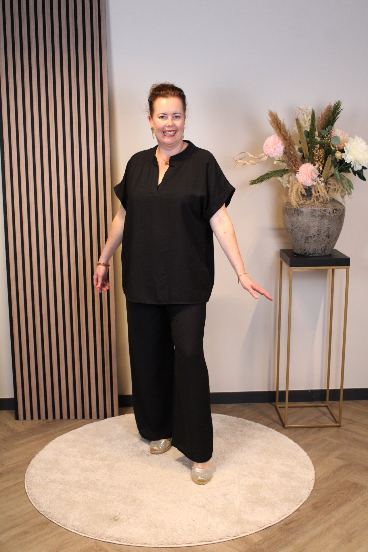 Dora | Bluse schwarz Langarm 52 bis 58