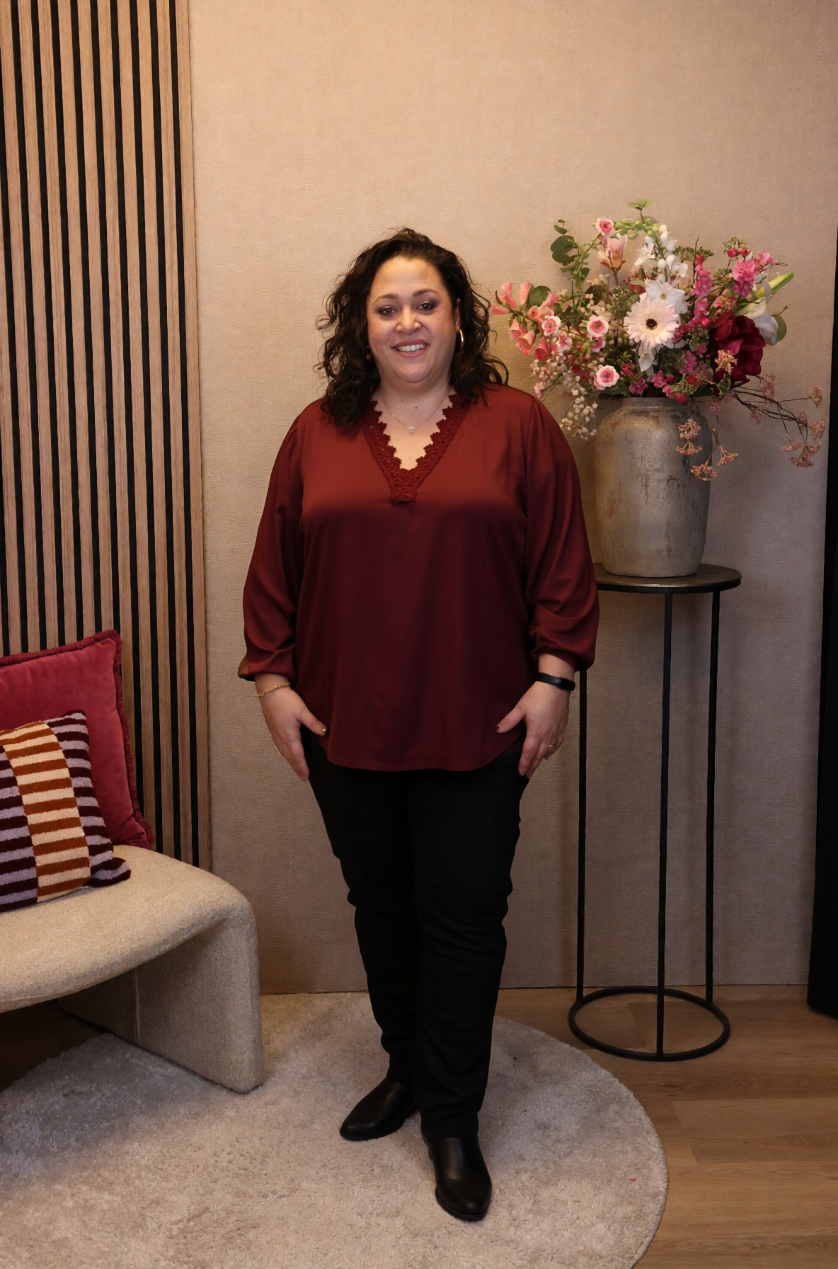 Dora | Bluse schwarz Langarm 52 bis 58