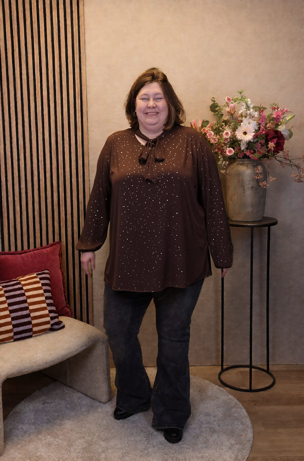 Dora | Bluse schwarz Langarm 52 bis 58