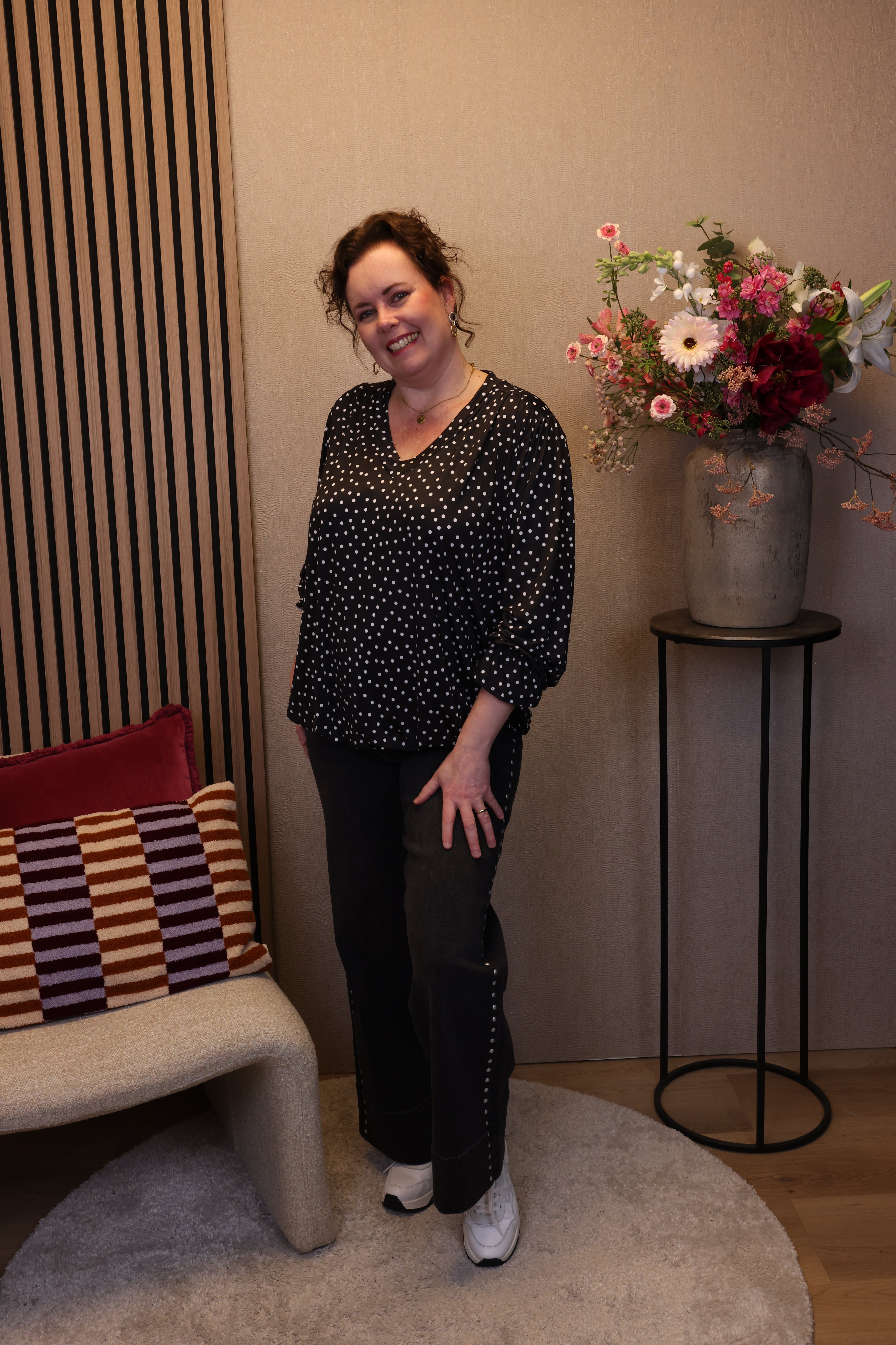 Dora | Bluse schwarz Langarm 52 bis 58