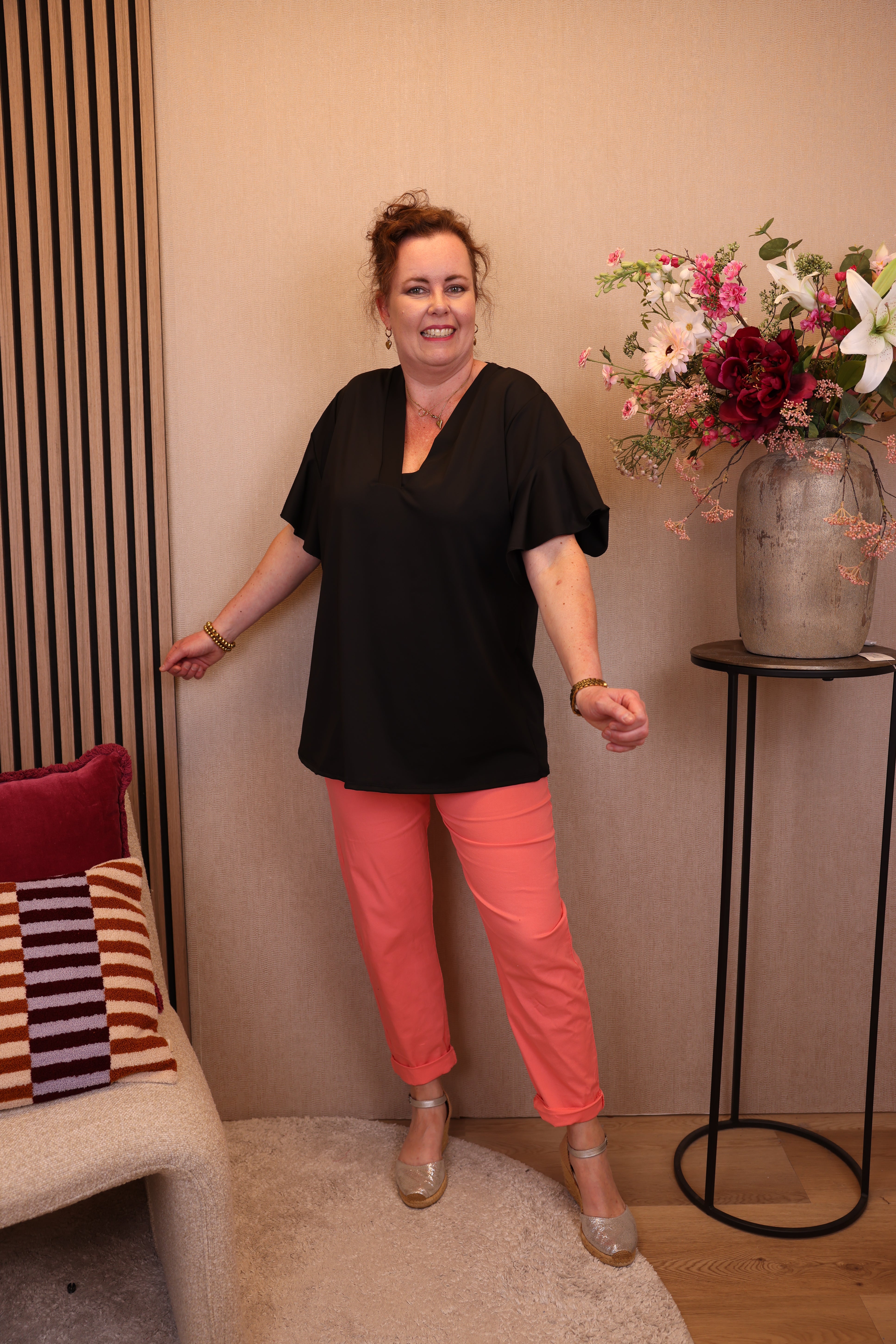 Dora | Bluse schwarz Langarm 52 bis 58