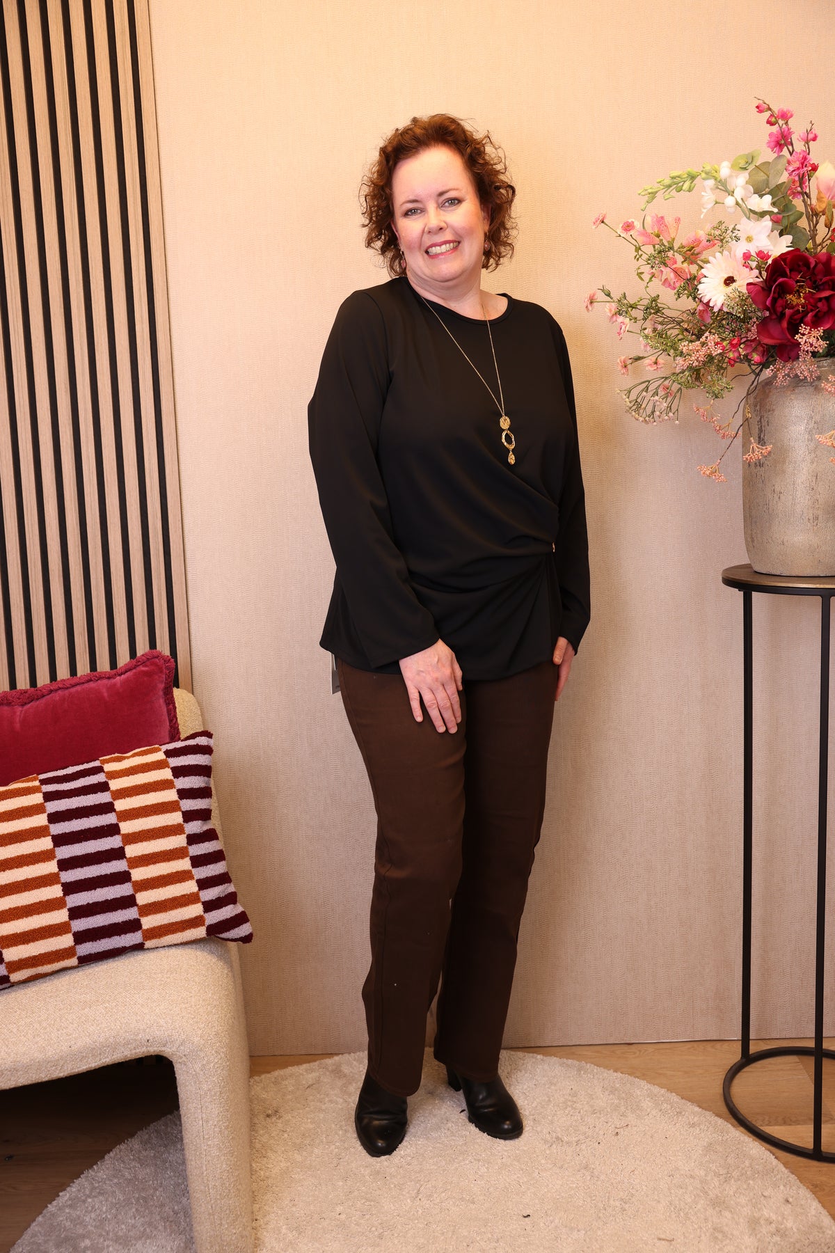 Dora | Bluse schwarz Langarm 52 bis 58