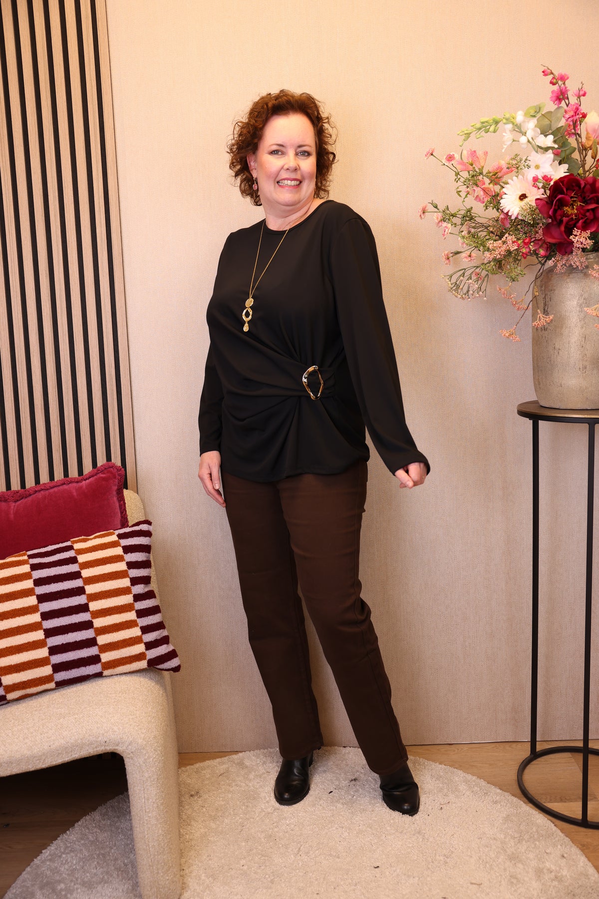 Dora | Bluse schwarz Langarm 52 bis 58