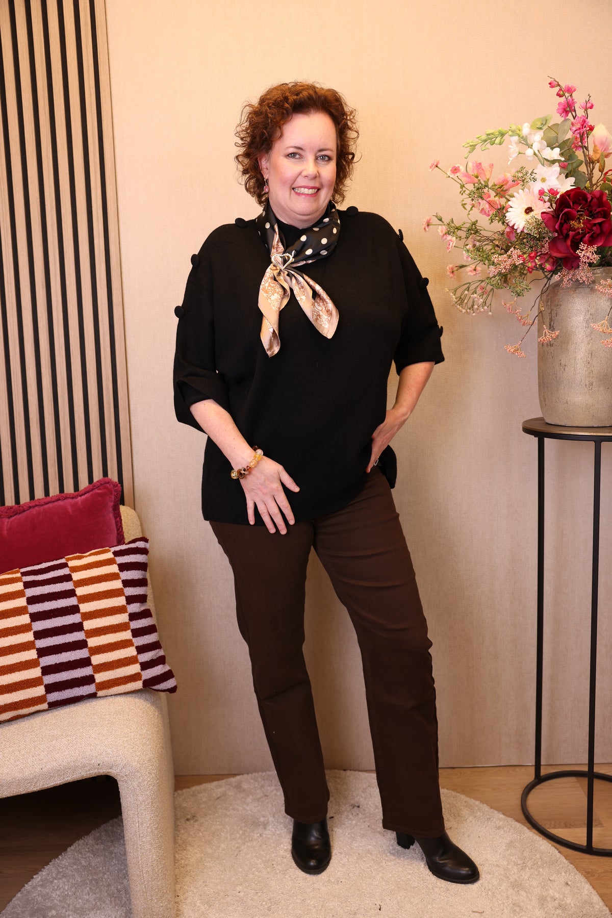 Dora | Bluse schwarz Langarm 52 bis 58