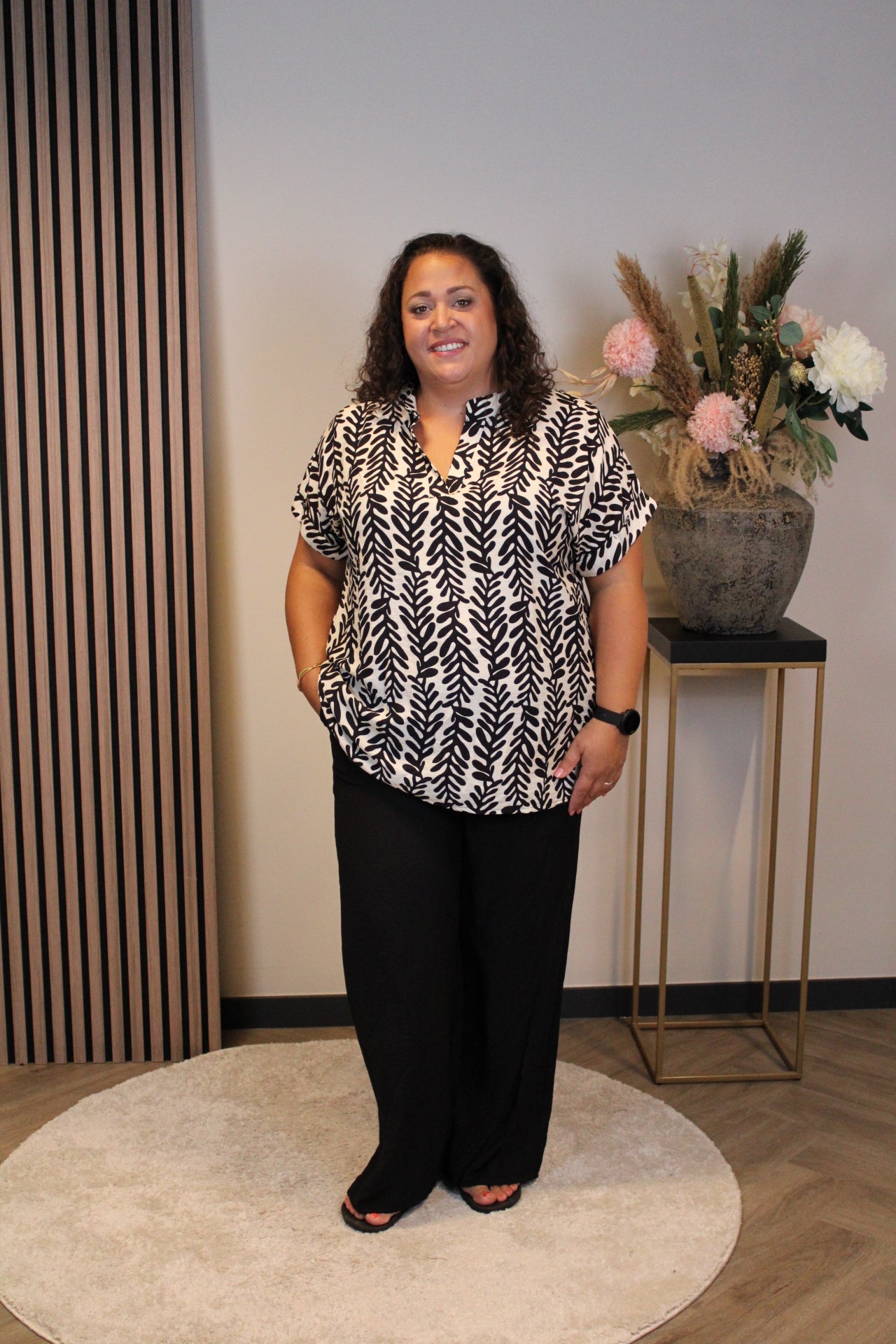 Dora | Bluse schwarz Langarm 52 bis 58