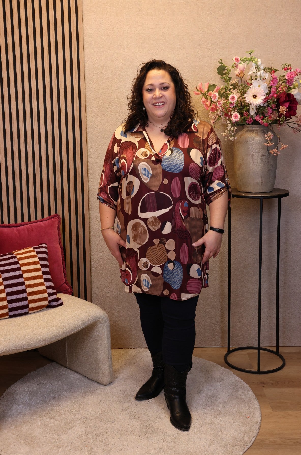 Dora | Bluse schwarz Langarm 52 bis 58