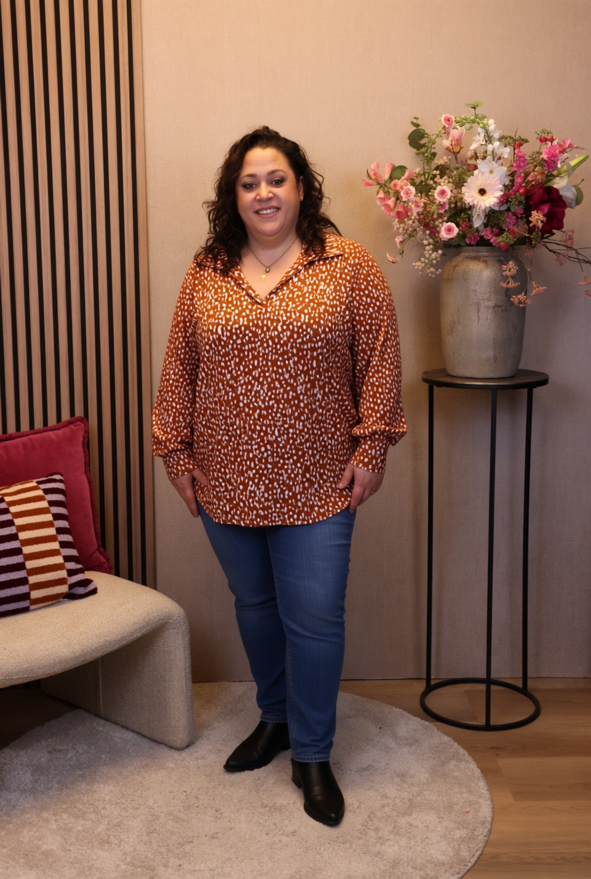 Dora | Bluse schwarz Langarm 52 bis 58