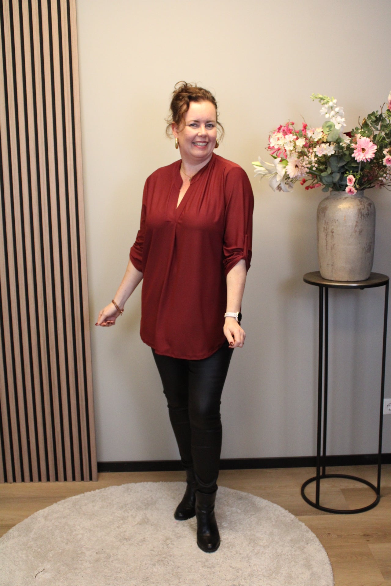 Dora | Bluse schwarz Langarm 52 bis 58