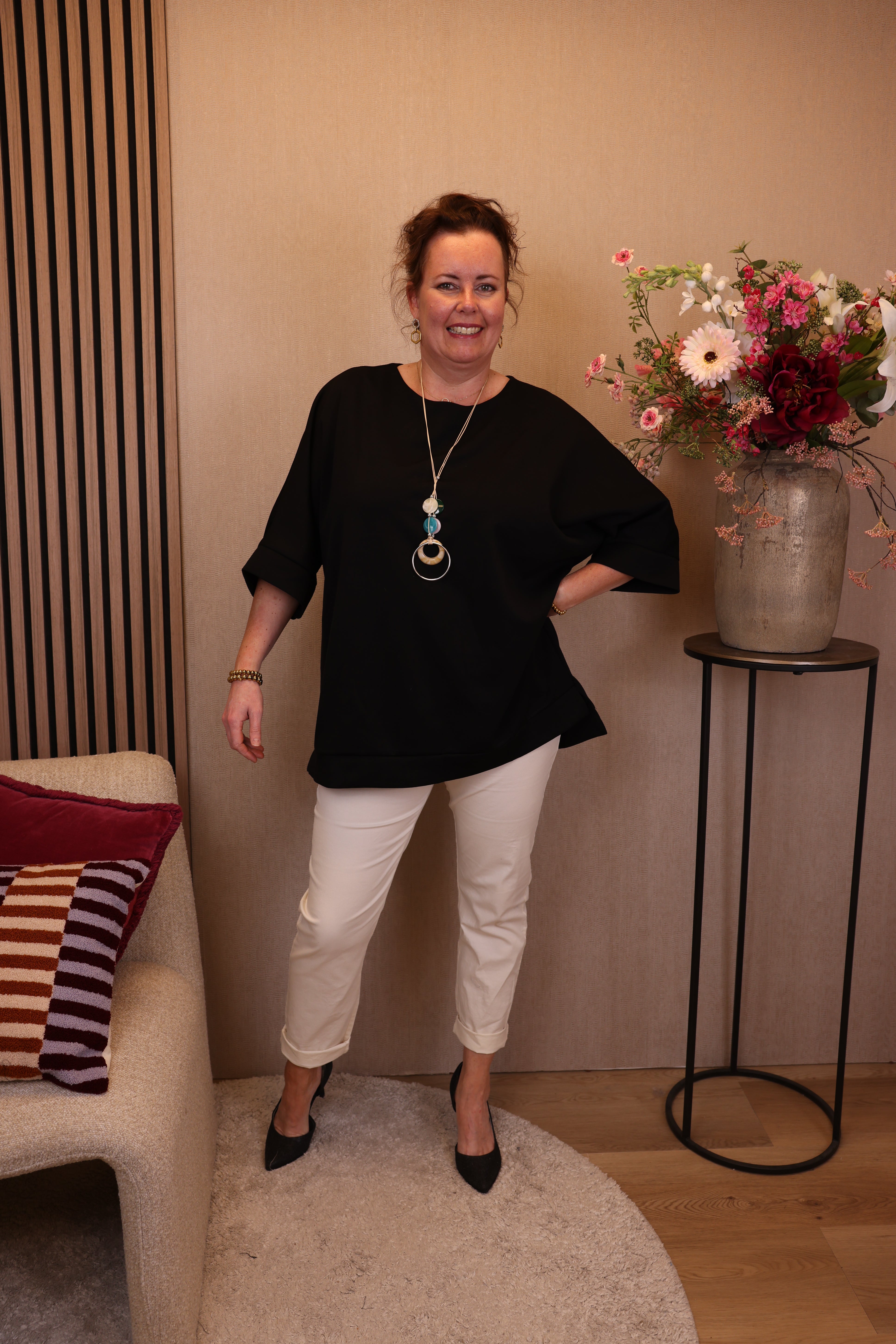 Dora | Bluse schwarz Langarm 52 bis 58