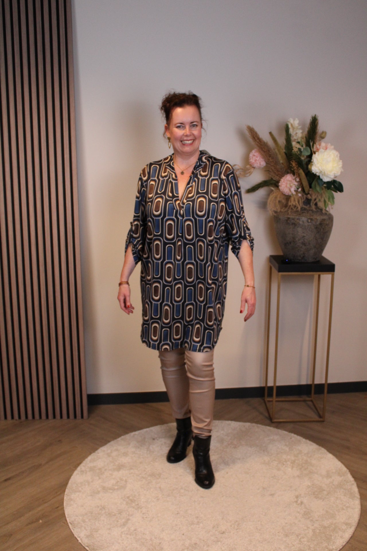 Lana | Blaue Bluse mit Kragen 38 bis 48