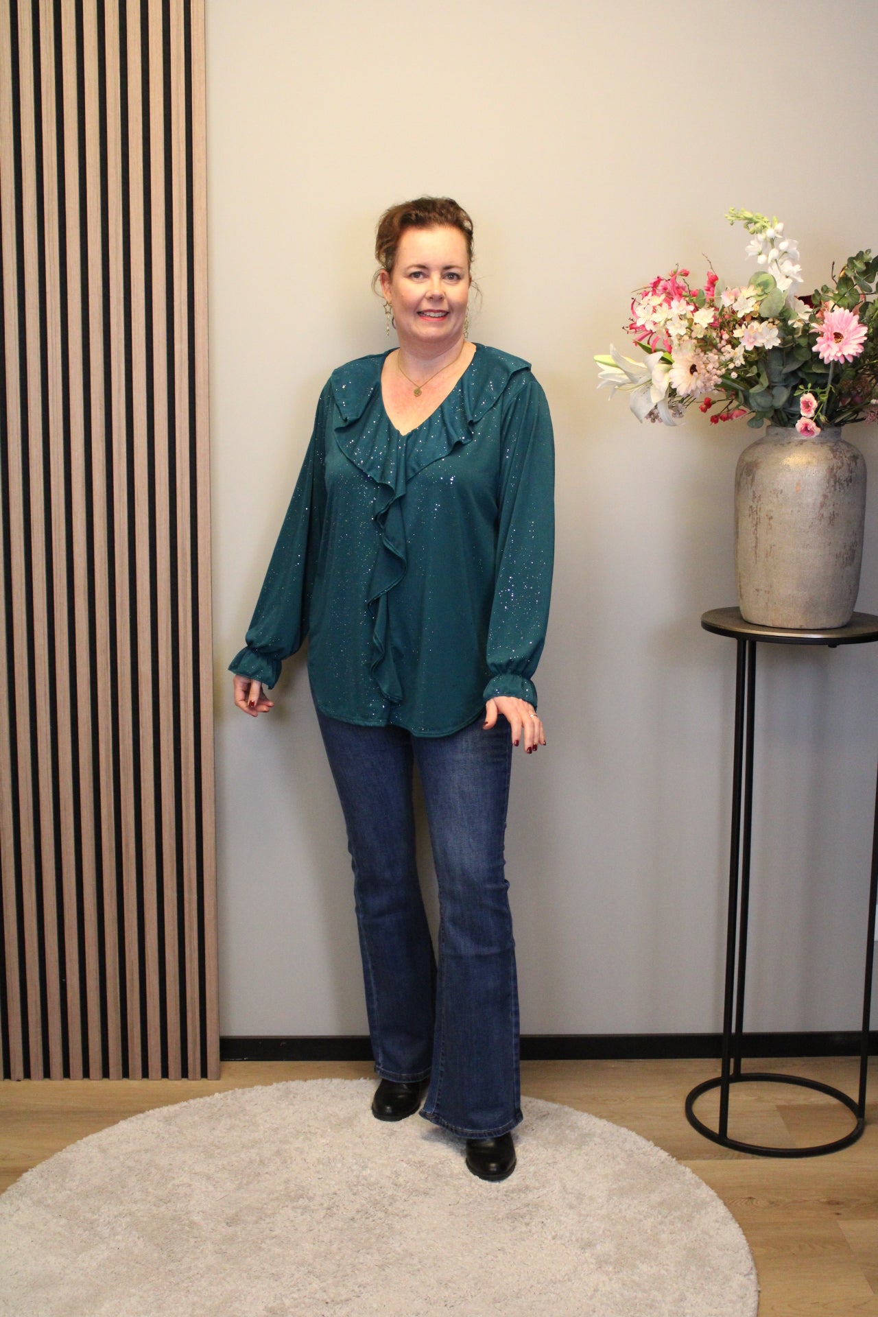 Dora | Bluse schwarz Langarm 52 bis 58