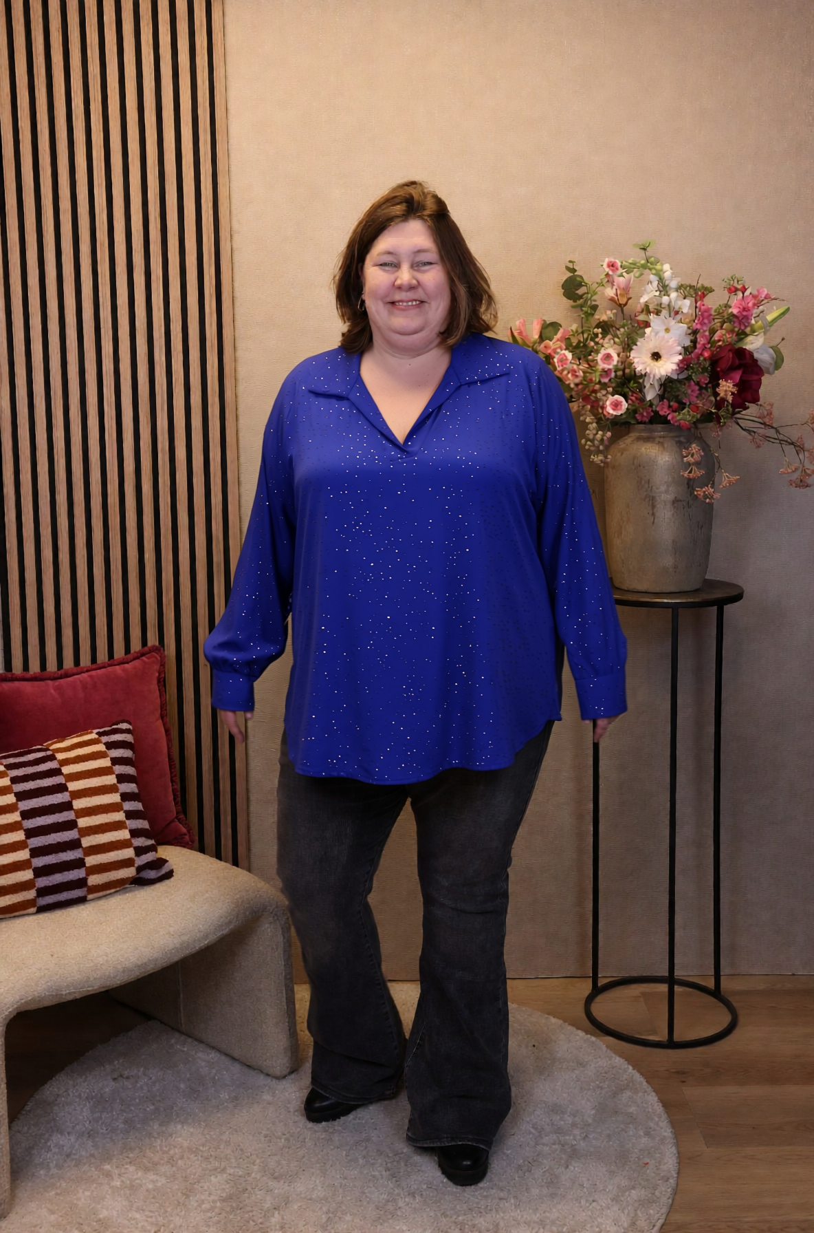 Dora | Bluse schwarz Langarm 52 bis 58