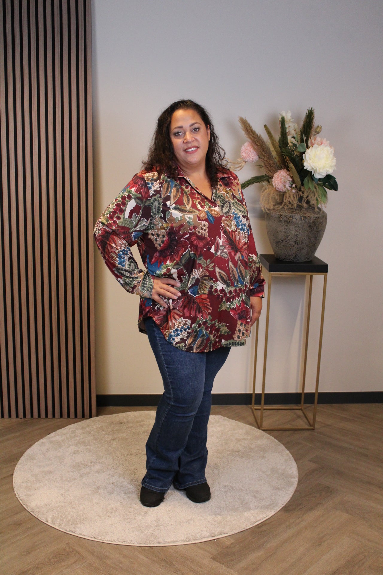 Helena | Bluse mit rosa Kragen 48 bis 52