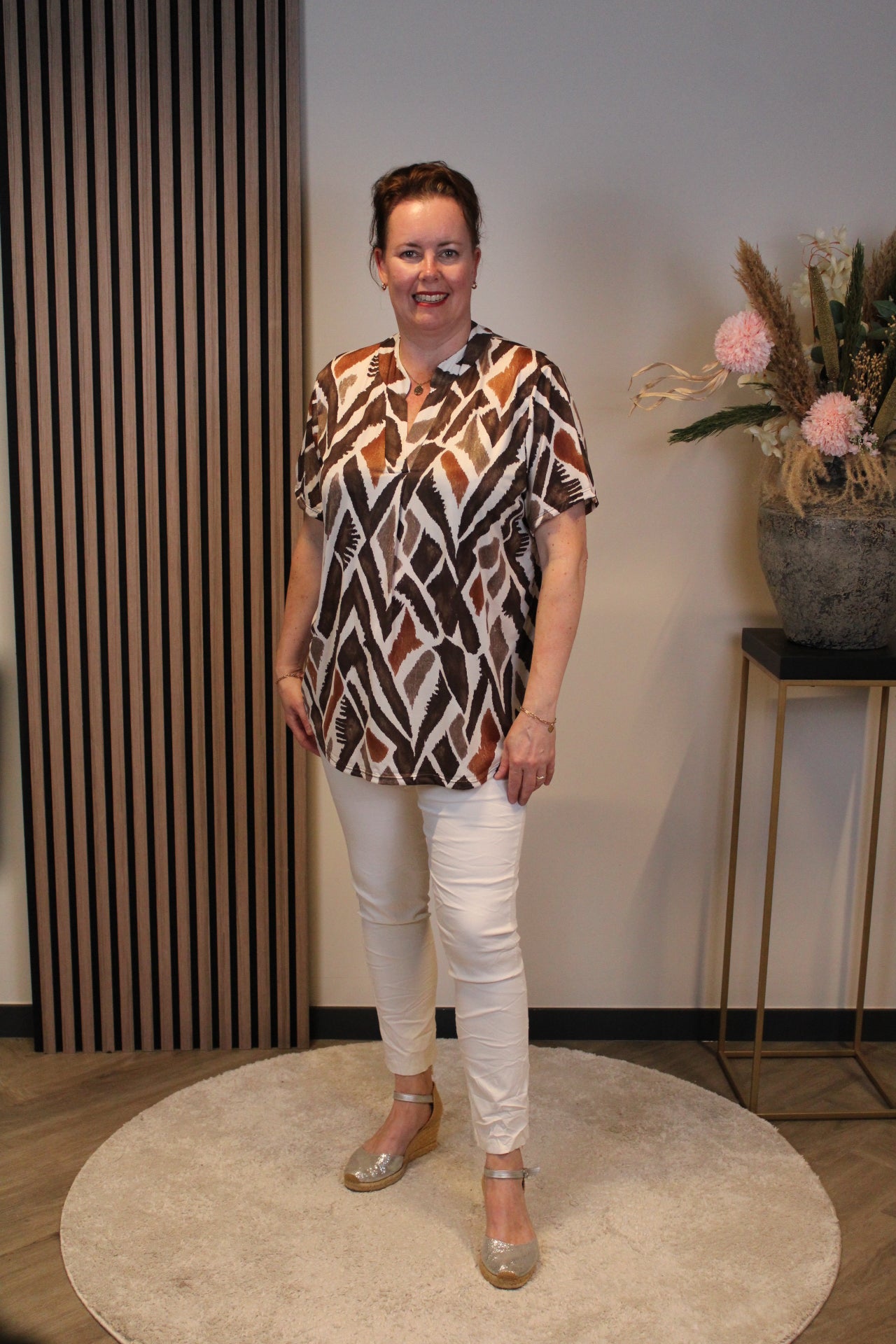 Hannah | Bluse braun Kurzarm 38 bis 48