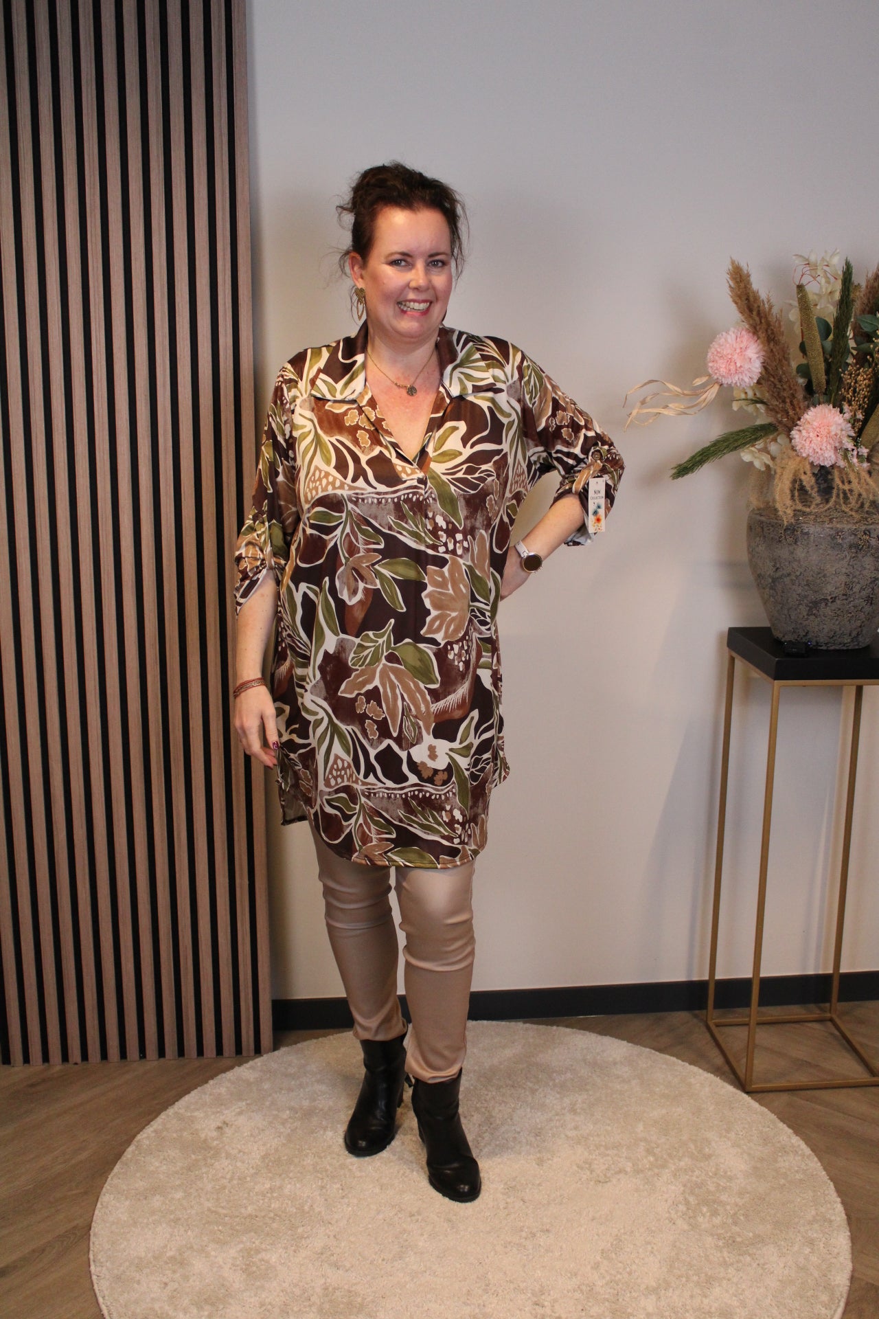 Helene | Tuniek bruin met kraagje 48 t/m 52