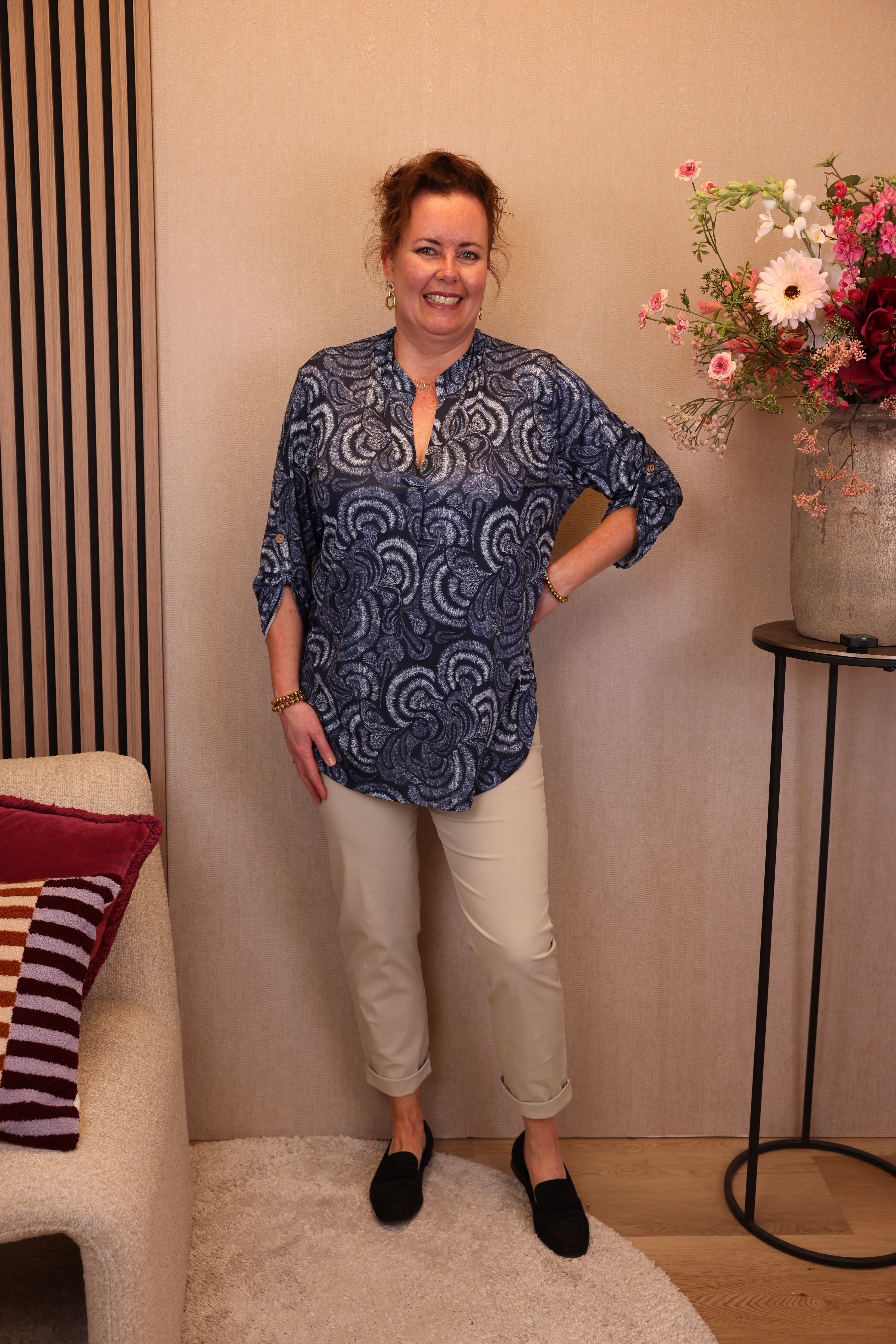 Dora | Bluse schwarz Langarm 52 bis 58