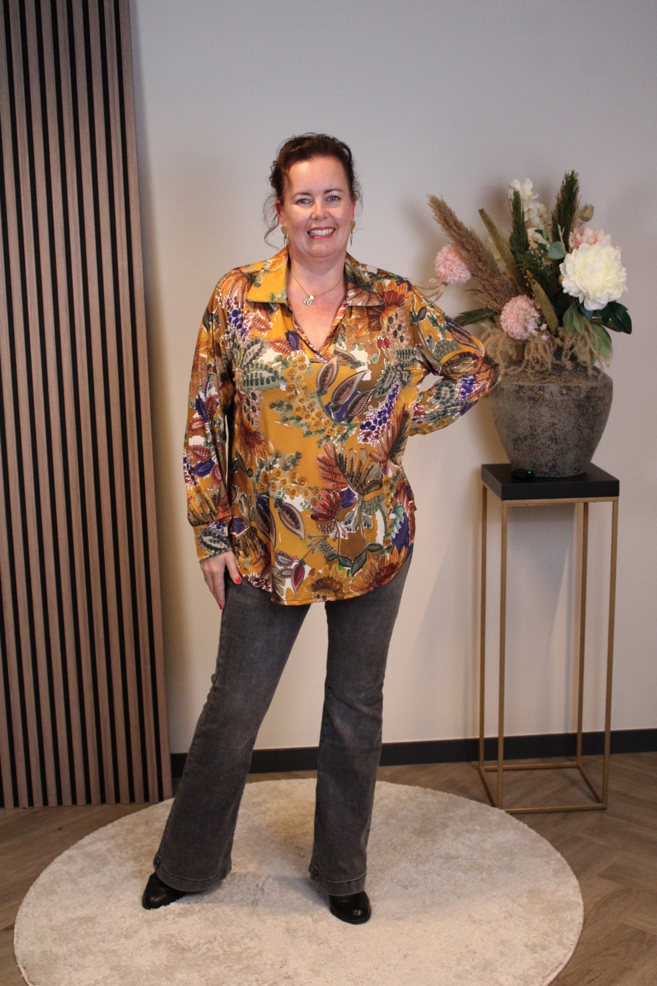 Dora | Bluse schwarz Langarm 52 bis 58