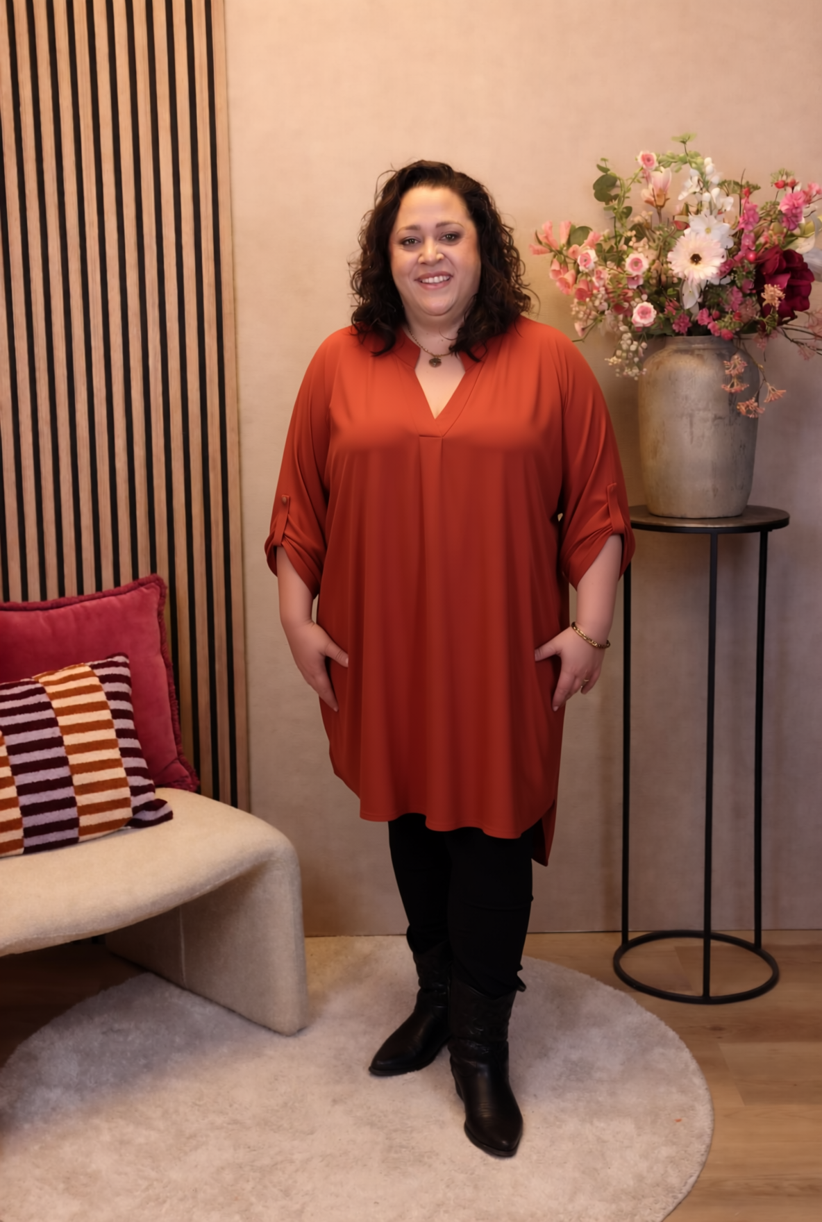 Dora | Bluse schwarz Langarm 52 bis 58