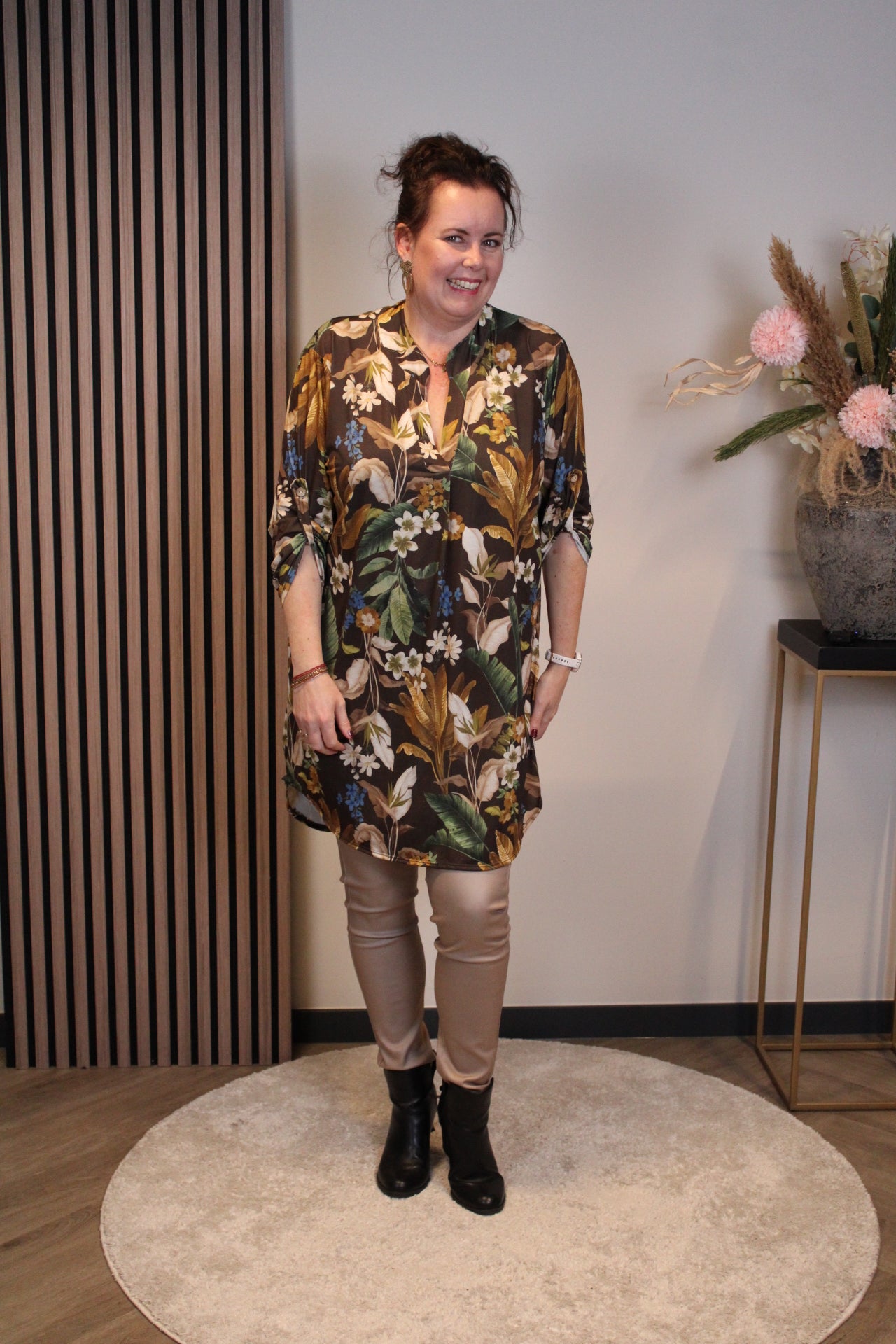 Lana | Blaue Bluse mit Kragen 38 bis 48