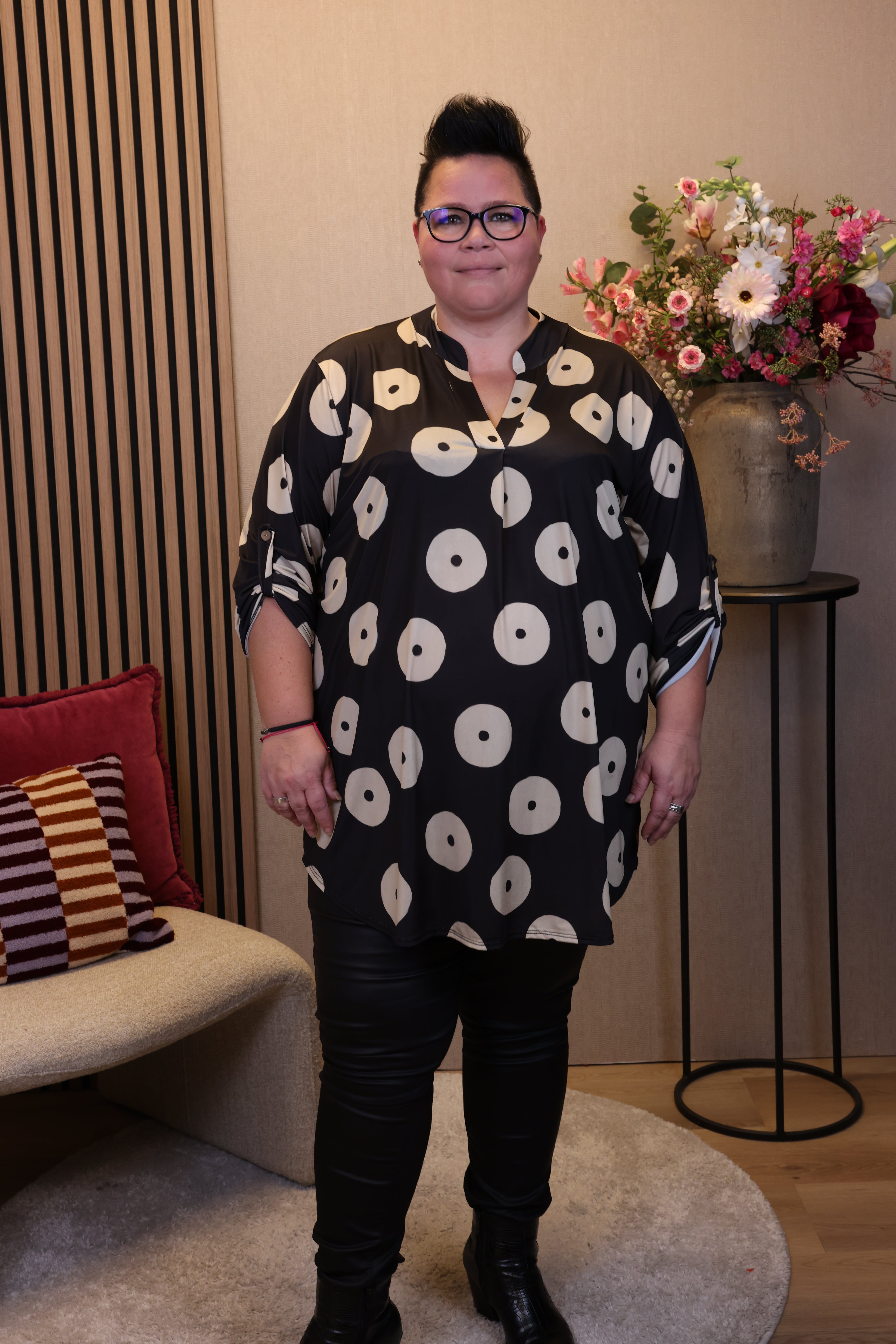 Dora | Bluse schwarz Langarm 52 bis 58