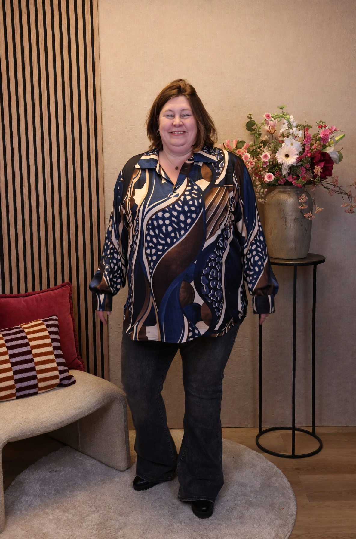 Dora | Bluse schwarz Langarm 52 bis 58