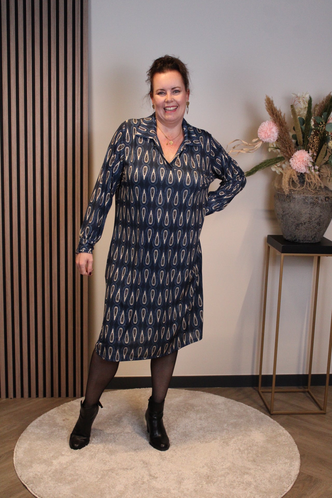 Marise | Blaues Langarmkleid 46 bis 50