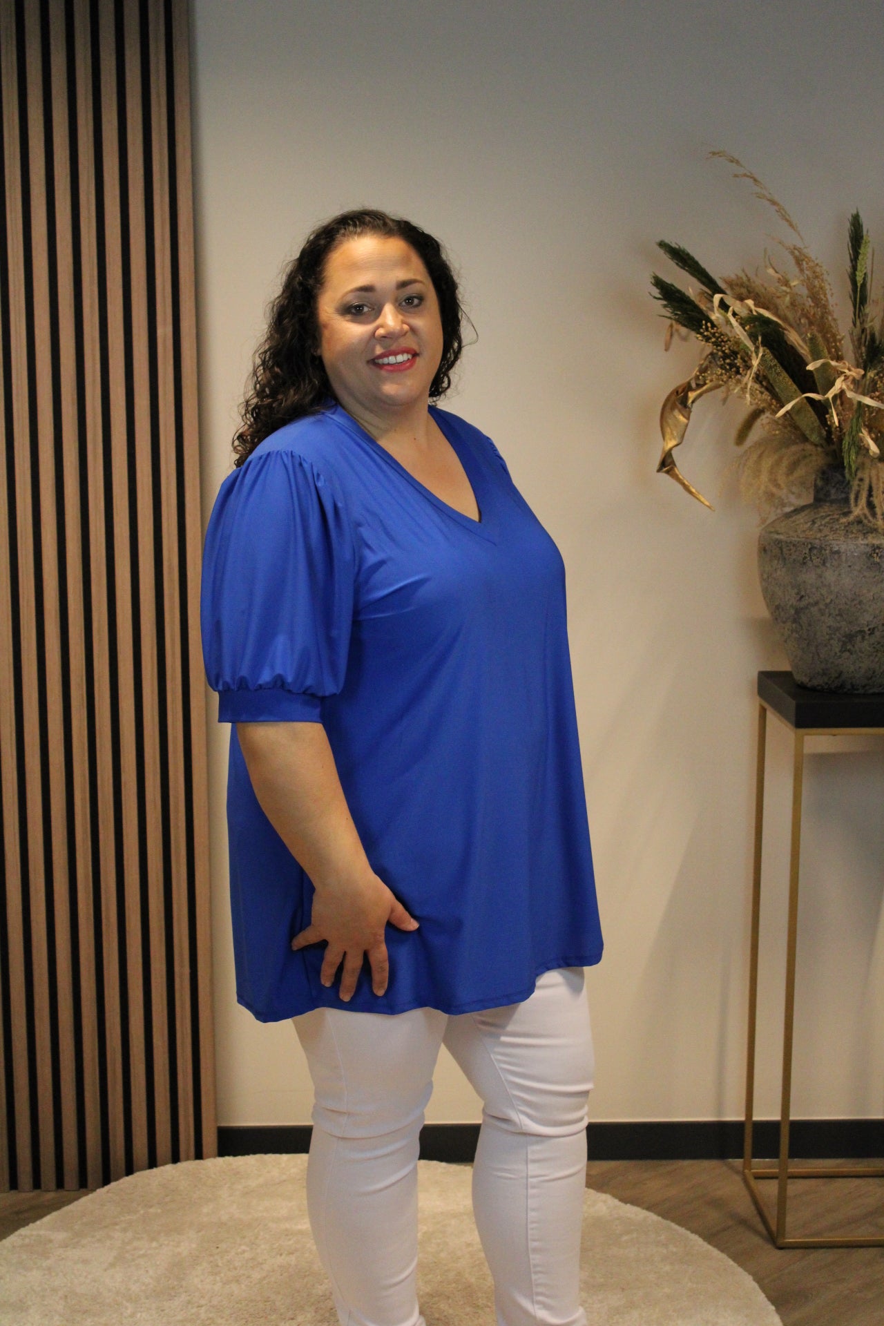 Fay | Bluse Kobalt Kurzarm 48 bis 52