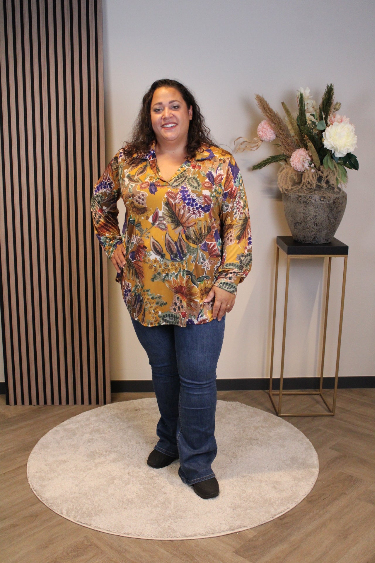 Dora | Bluse schwarz Langarm 52 bis 58