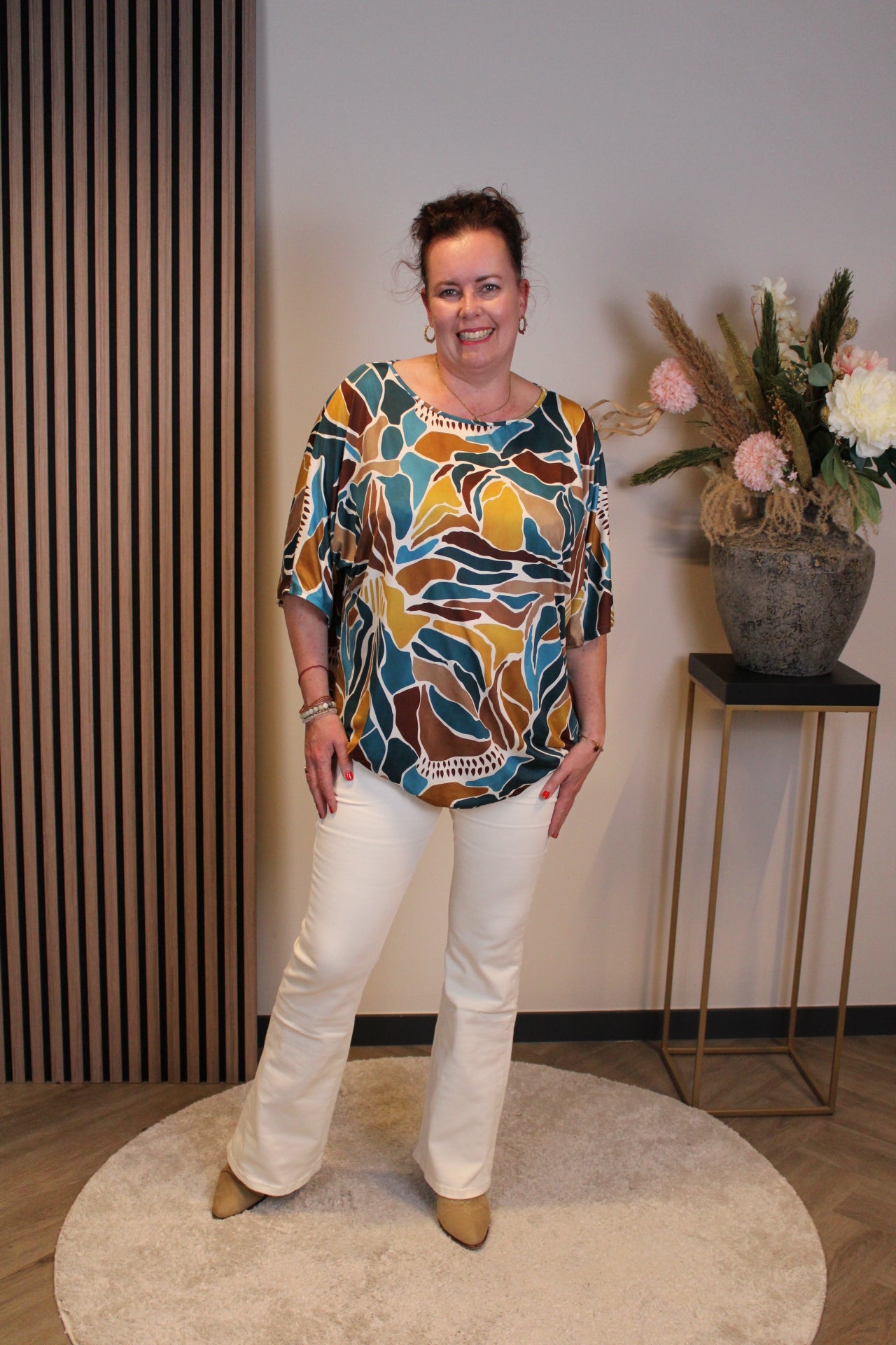 Anja beige | Flared Jeans