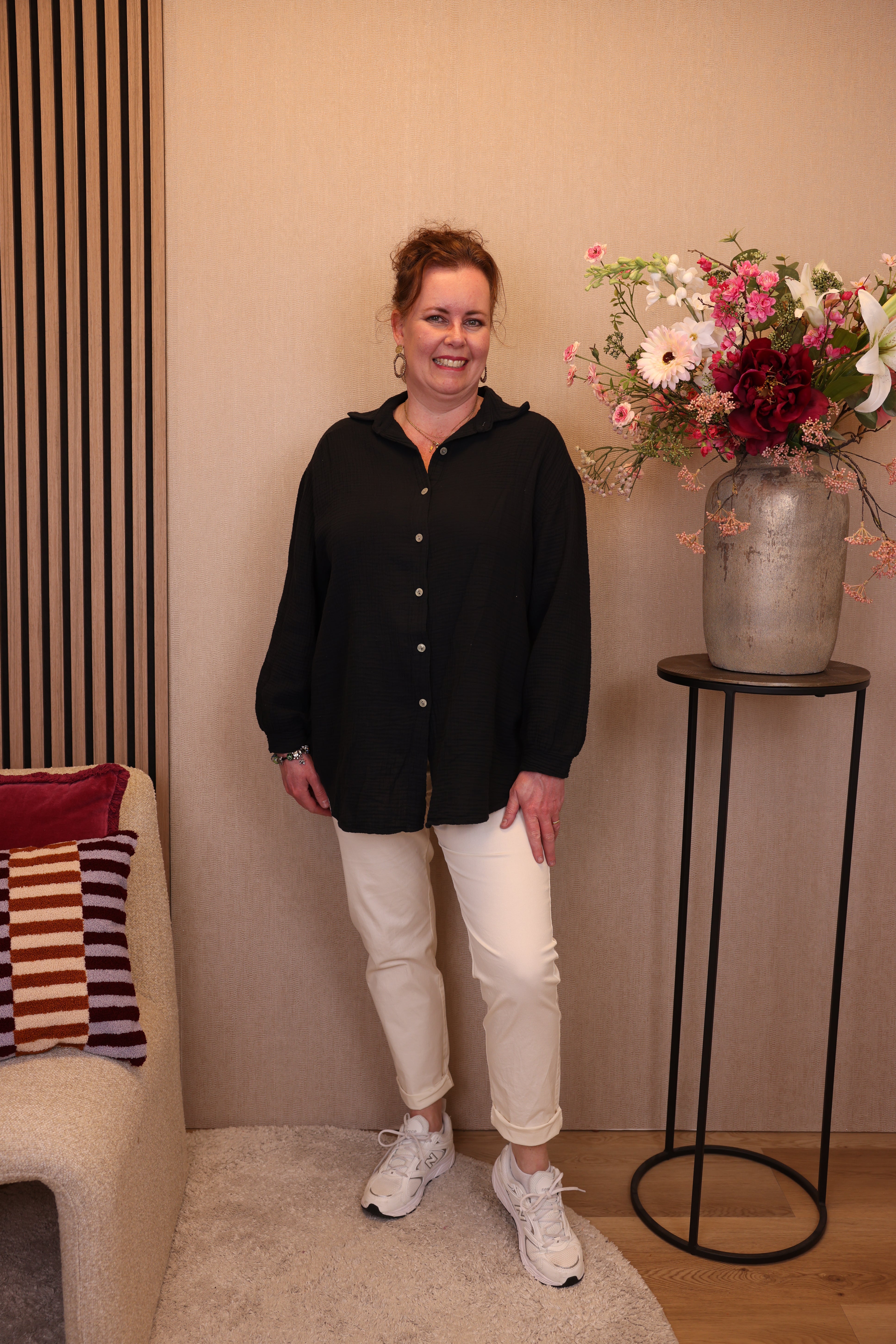 Dora | Bluse schwarz Langarm 52 bis 58