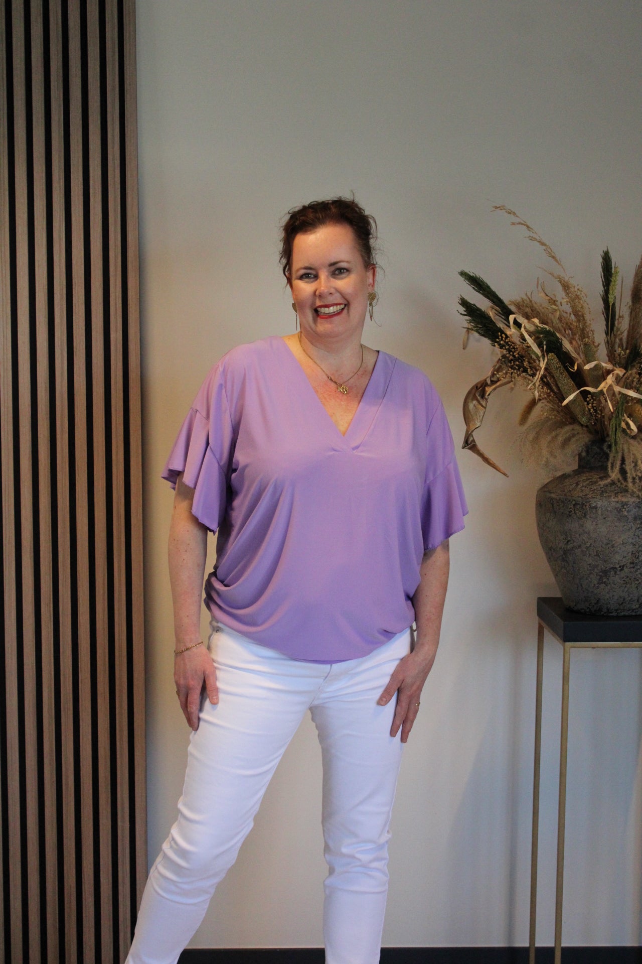 Mayra | Bluse Kurzarm Lila 40 bis 48