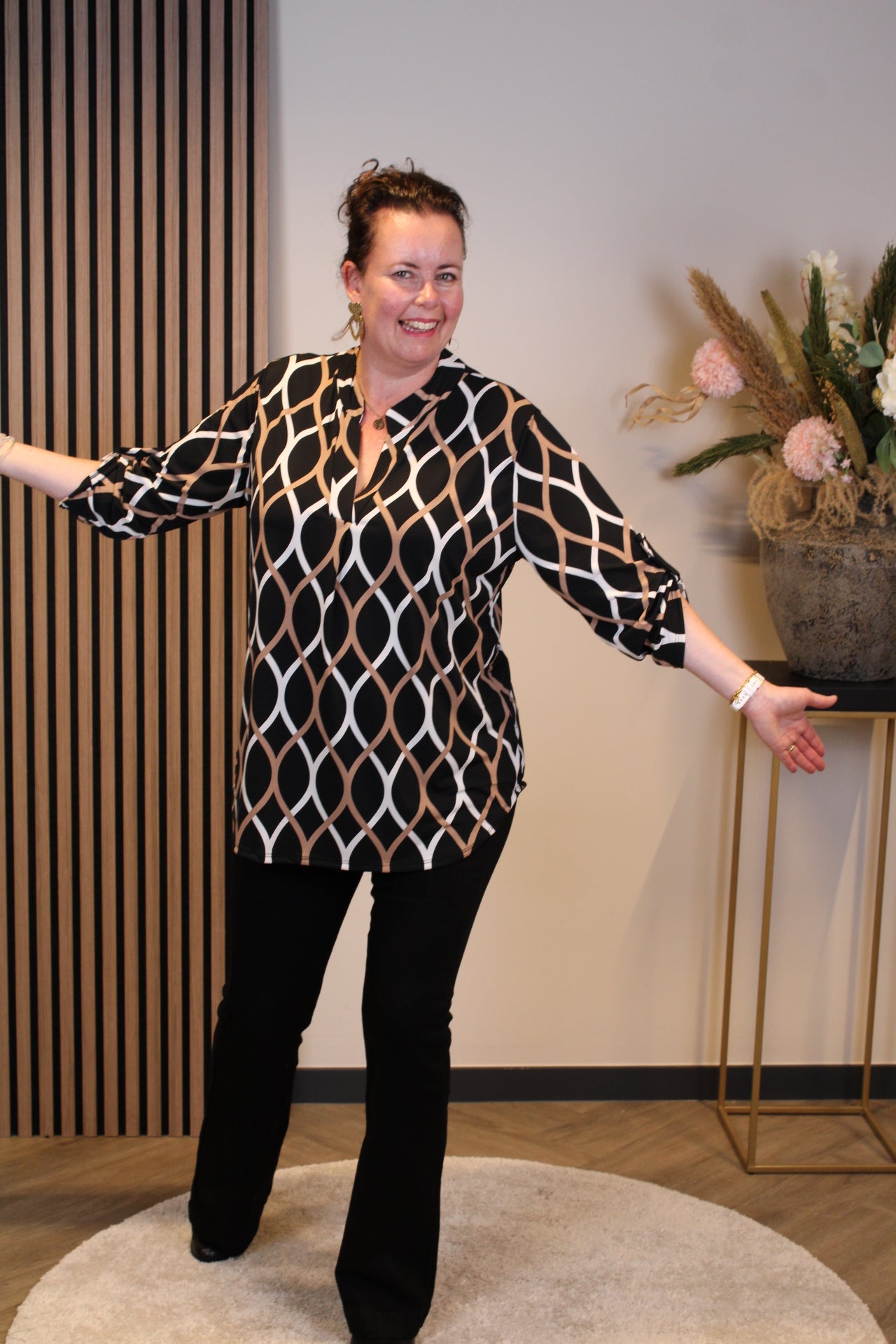 Hannah | Blouse zwart lange mouw 52 t/m 58