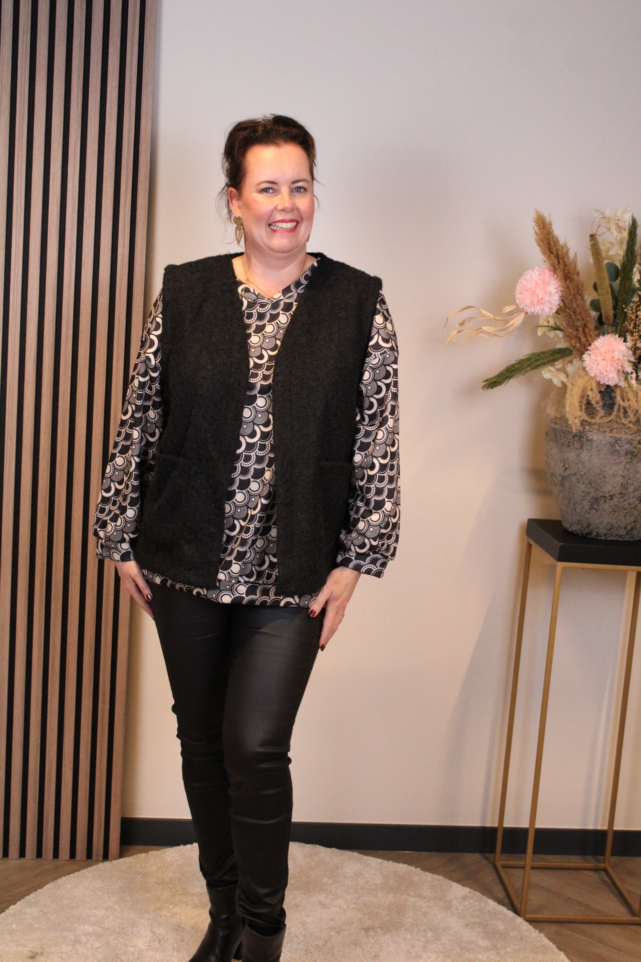 Dora | Bluse schwarz Langarm 52 bis 58