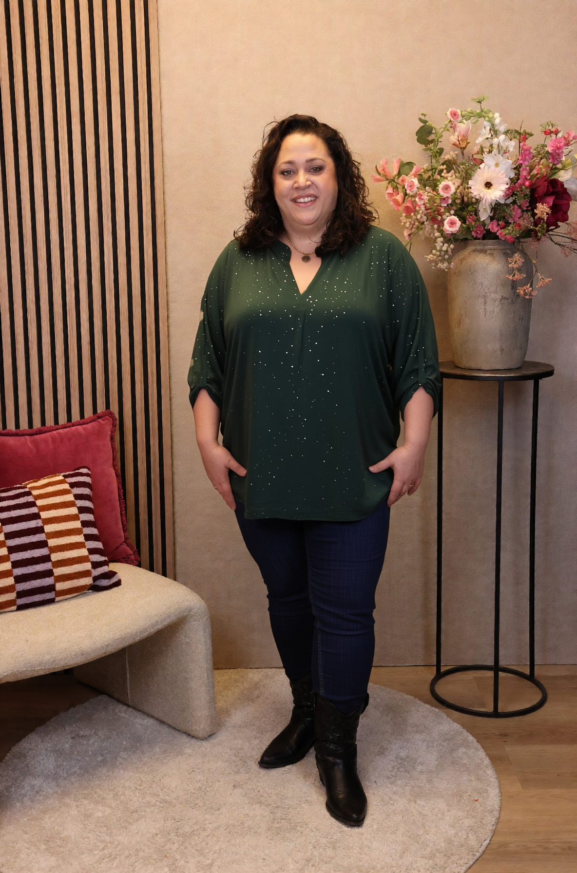 Dora | Bluse schwarz Langarm 52 bis 58